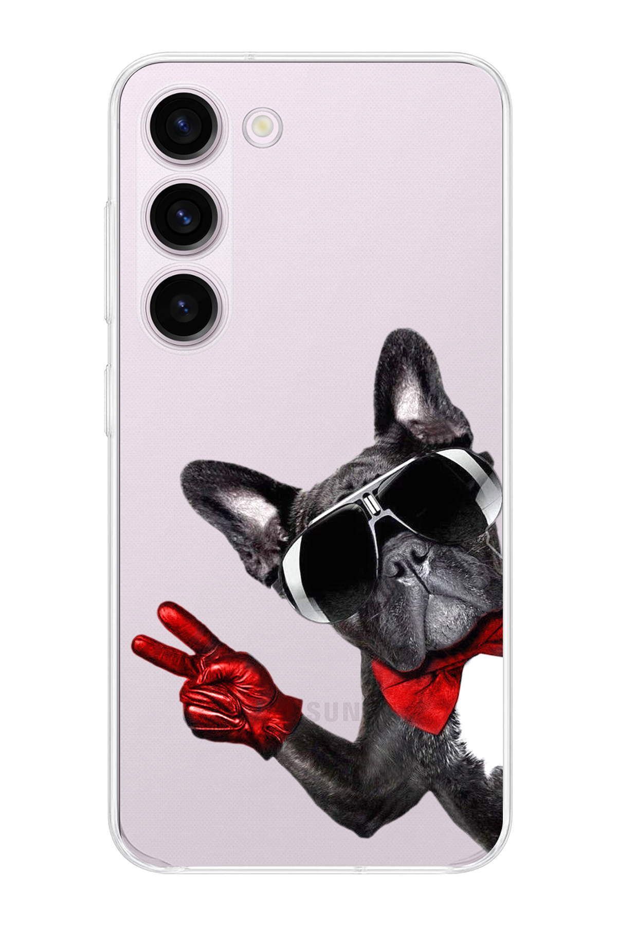 Samsung Galaxy S23 ile Uyumlu 1mm Slim Fit Köpek 2 050e Baskılı Şeffaf Kılıf
