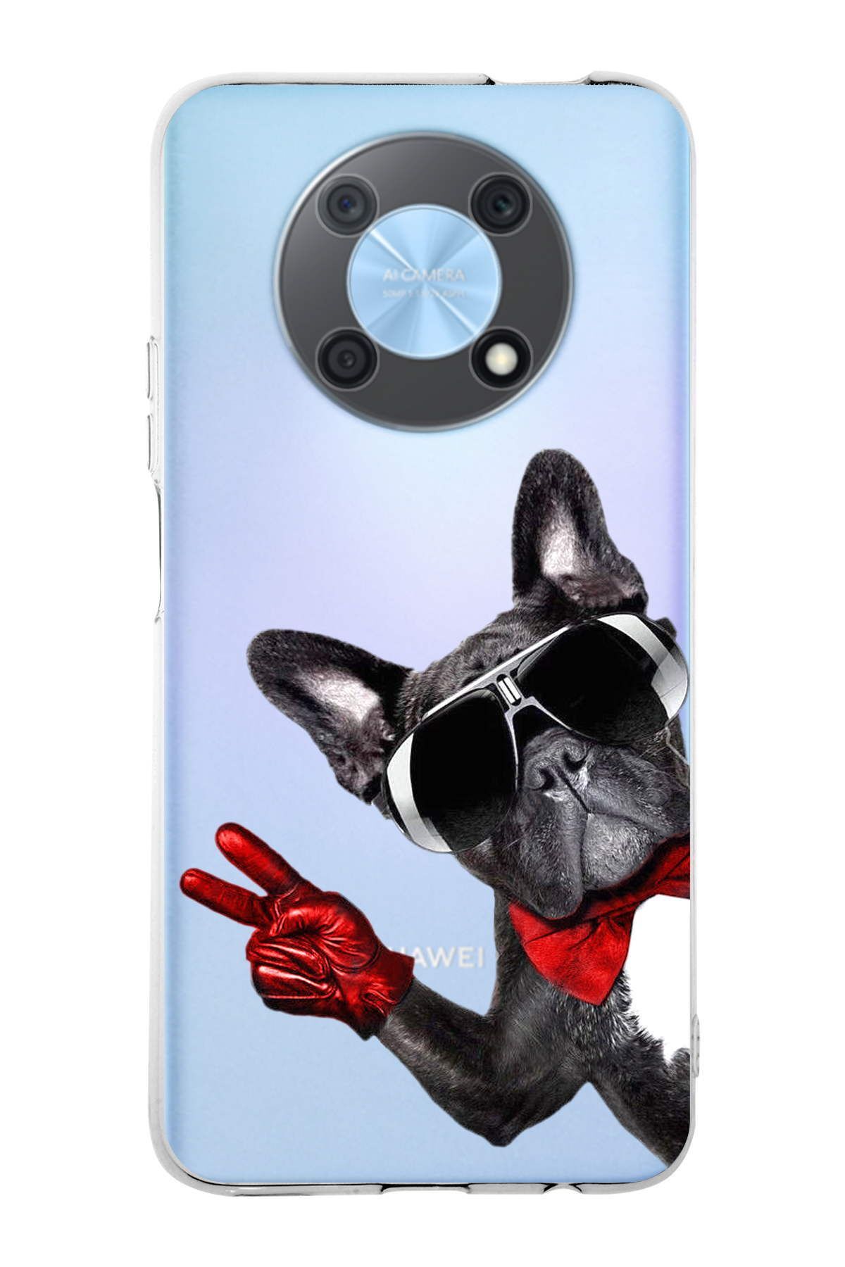Huawei Nova Y90 ile Uyumlu 1mm Slim Fit Köpek 2 050e Baskılı Şeffaf Kılıf