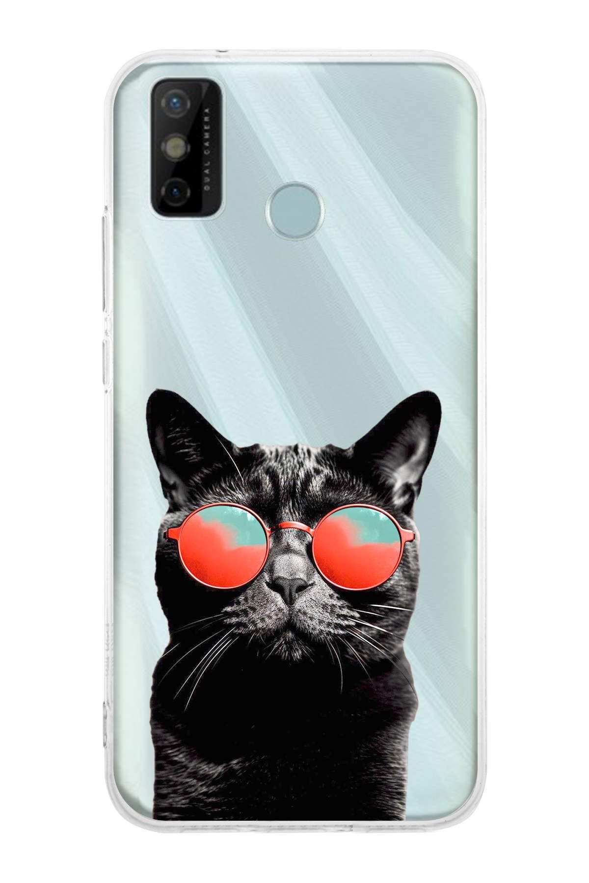 Tecno Spark 6 GO ile Uyumlu 1mm Slim Fit Kedi 3 050d Baskılı Şeffaf Kılıf