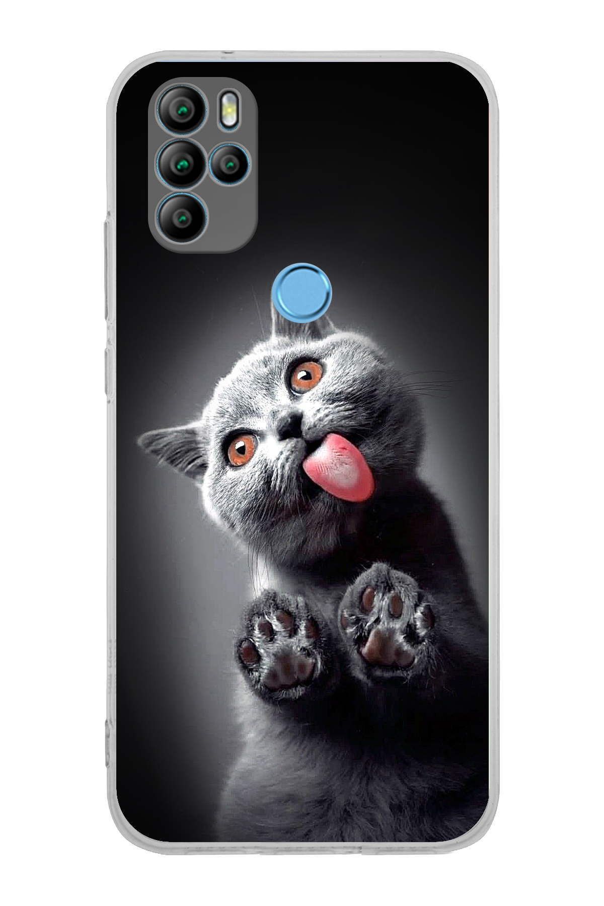 General Mobile GM 21 Pro ile Uyumlu 1mm Slim Fit Kedi 2 050c Baskılı Şeffaf Kılıf