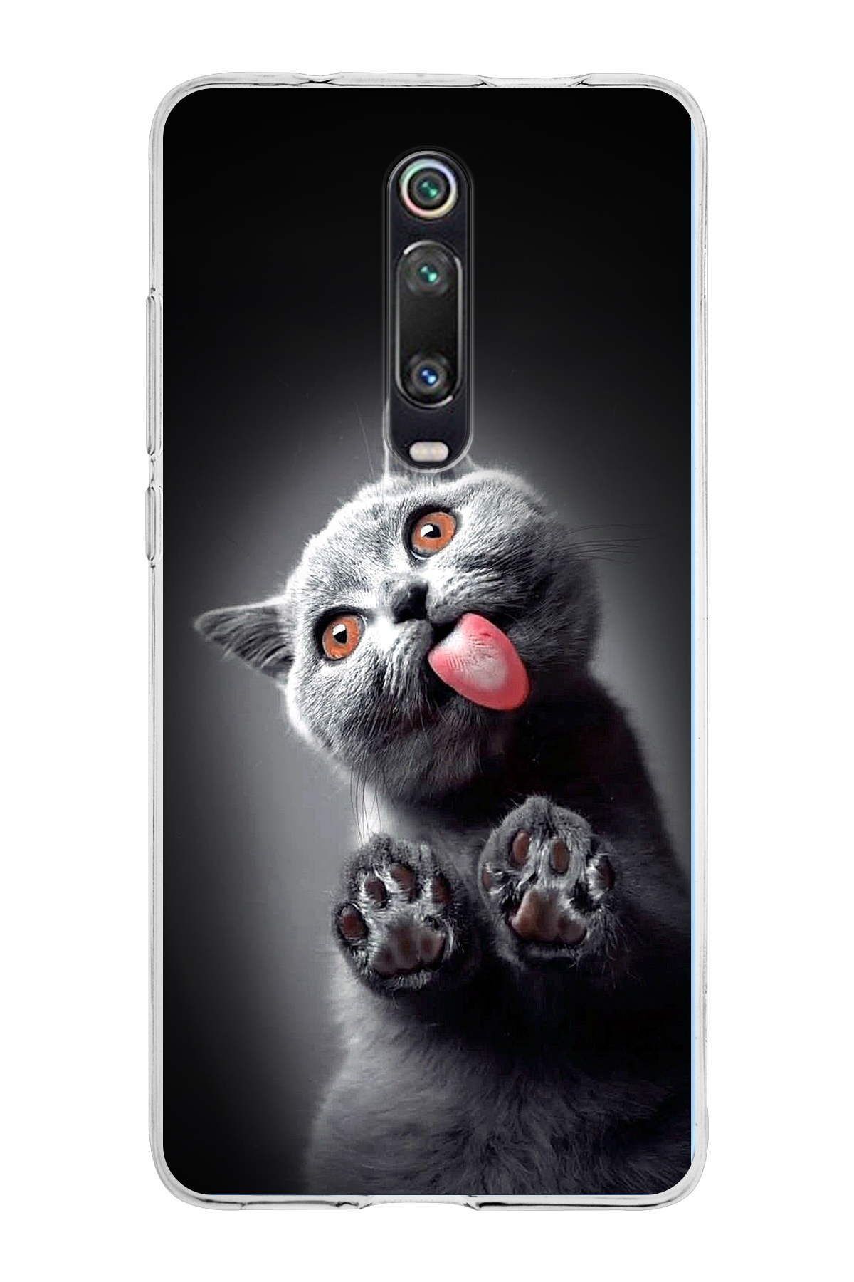 Xiaomi Redmi K20 ile Uyumlu 1mm Slim Fit Kedi 2 050c Baskılı Şeffaf Kılıf