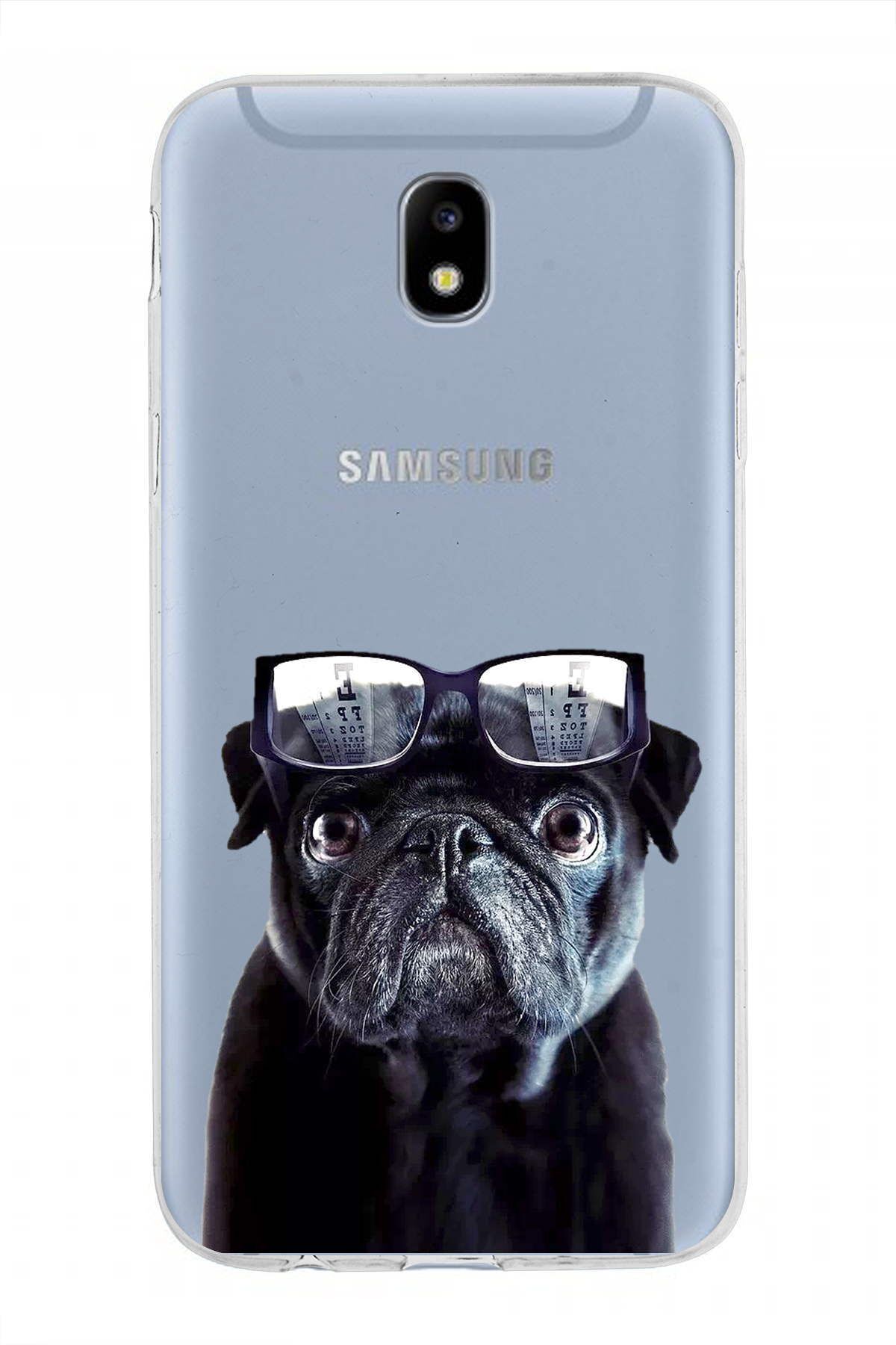 Samsung Galaxy J5 Pro ile Uyumlu 1mm Slim Fit Köpek 3 050f Baskılı Şeffaf Kılıf