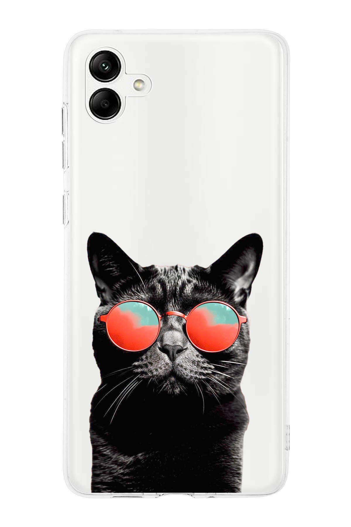 Samsung Galaxy A05 ile Uyumlu 1mm Slim Fit Kedi 3 050d Baskılı Şeffaf Kılıf