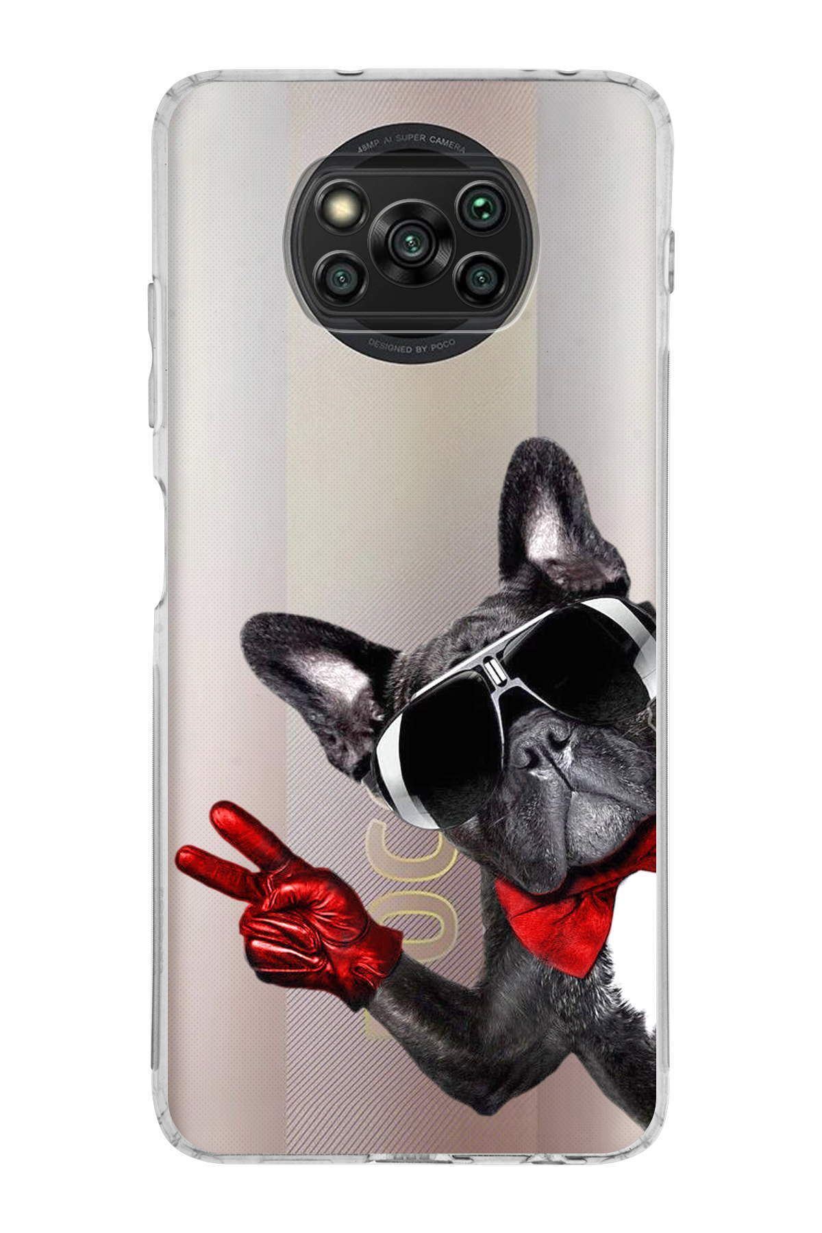 Xiaomi Poco X3 NFC ile Uyumlu 1mm Slim Fit Köpek 2 050e Baskılı Şeffaf Kılıf