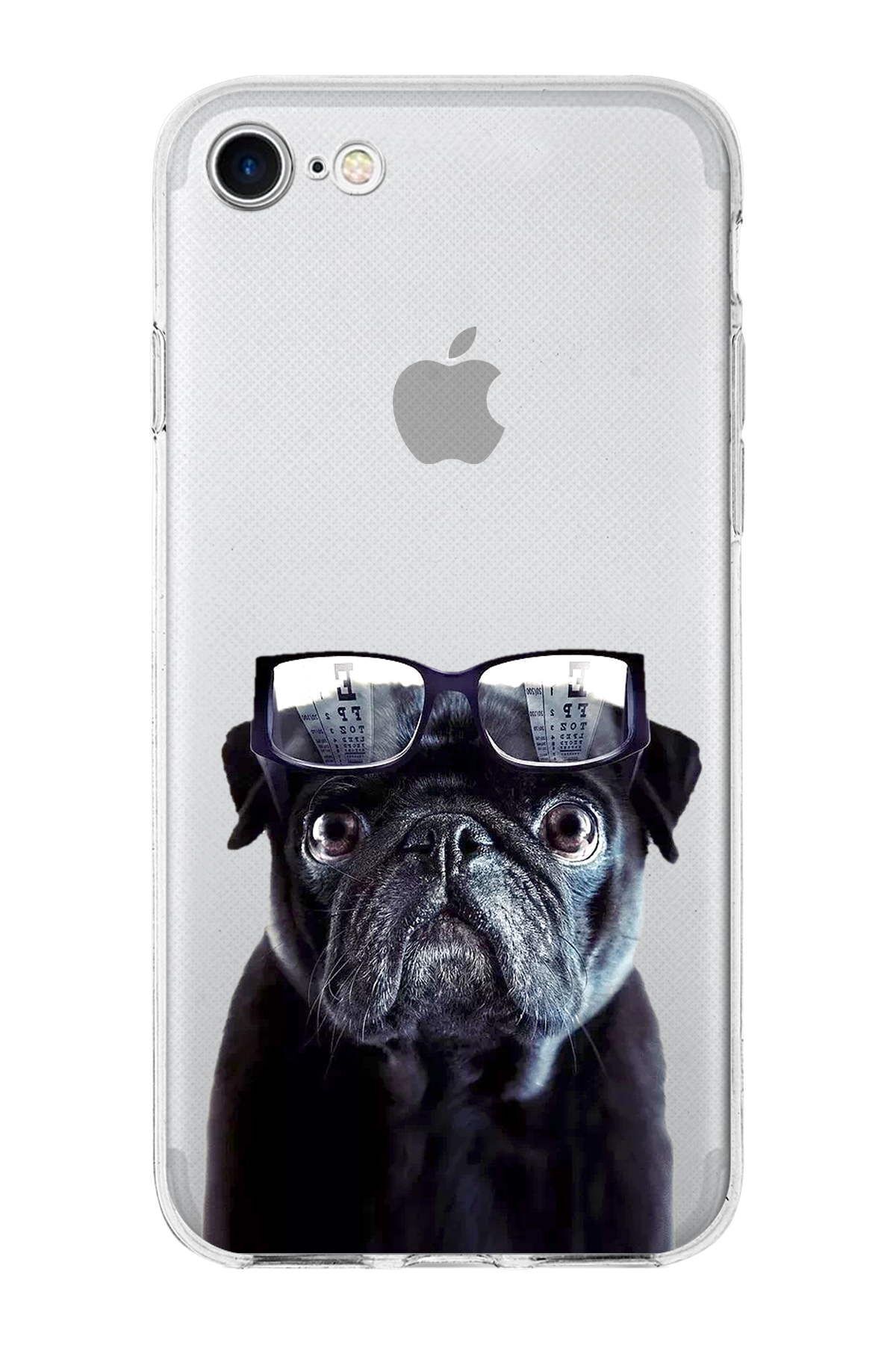 PrintiFy Apple iPhone SE ile Uyumlu 1mm Slim Fit Köpek 3 050f Baskılı Şeffaf Kılıf