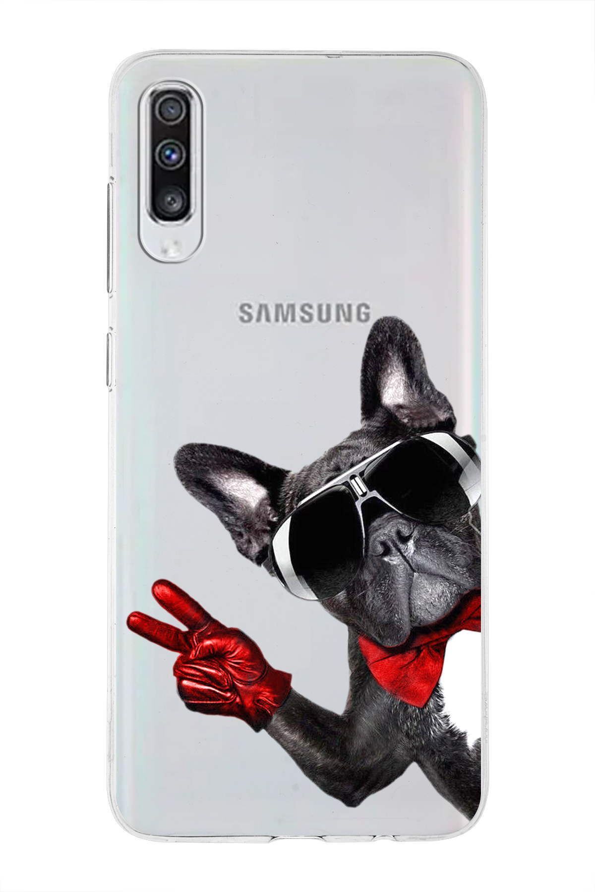 Samsung Galaxy A70s ile Uyumlu 1mm Slim Fit Köpek 2 050e Baskılı Şeffaf Kılıf