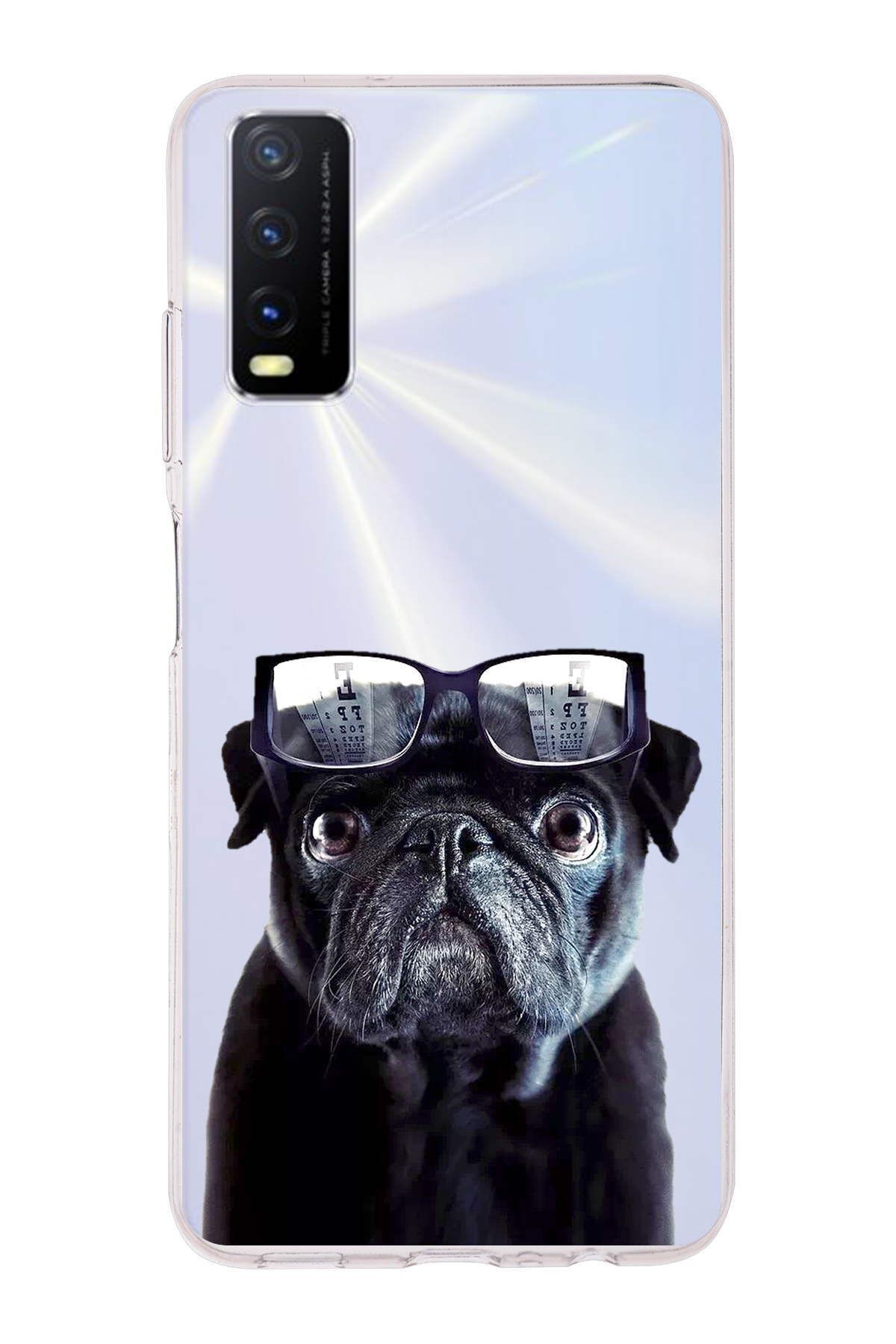Vivo Y20 ile Uyumlu 1mm Slim Fit Köpek 3 050f Baskılı Şeffaf Kılıf
