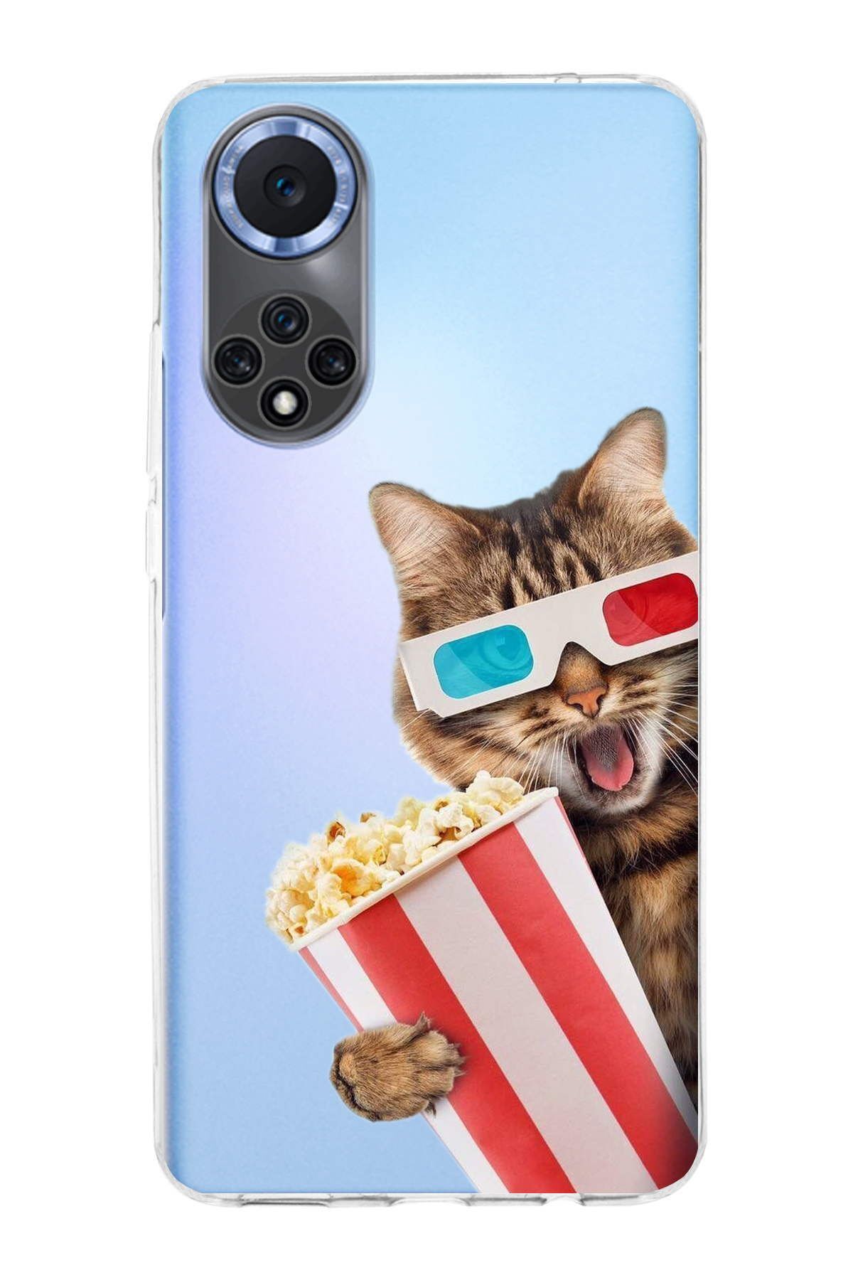 Huawei Nova 9 ile Uyumlu 1mm Slim Fit Kedi 1 050b Baskılı Şeffaf Kılıf