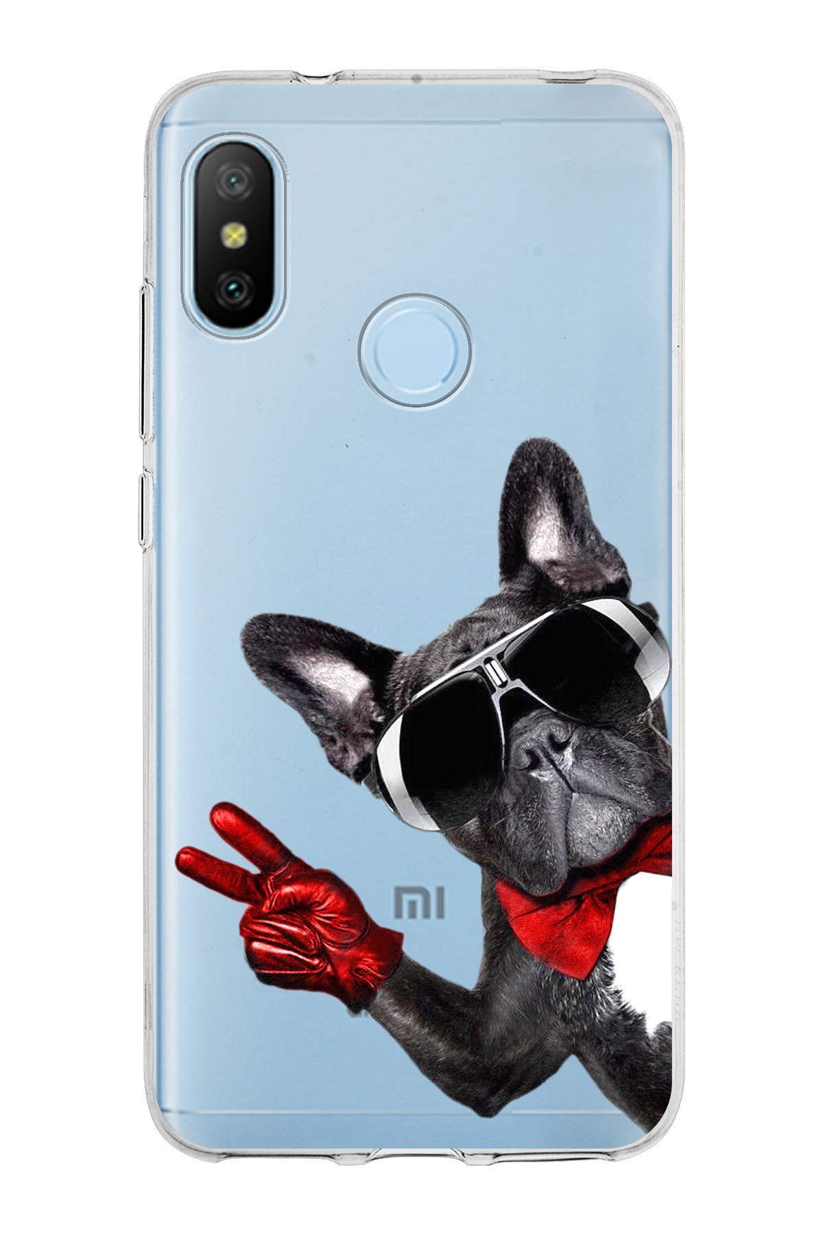 Xiaomi Mi A2 ile Uyumlu 1mm Slim Fit Köpek 2 050e Baskılı Şeffaf Kılıf