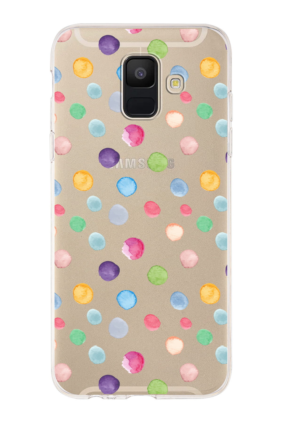 Samsung Galaxy A6 2018 ile Uyumlu 1mm Slim Fit Water Color 6 Baskılı Şeffaf  Kılıf