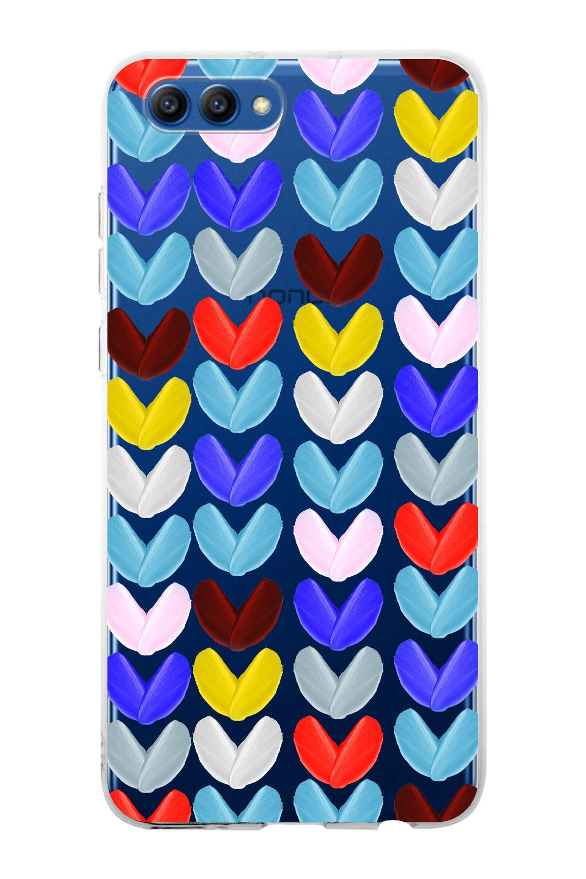 Huawei Honor View 10 ile Uyumlu 1mm Slim Fit Water Color 1 Baskılı Şeffaf  Kılıf