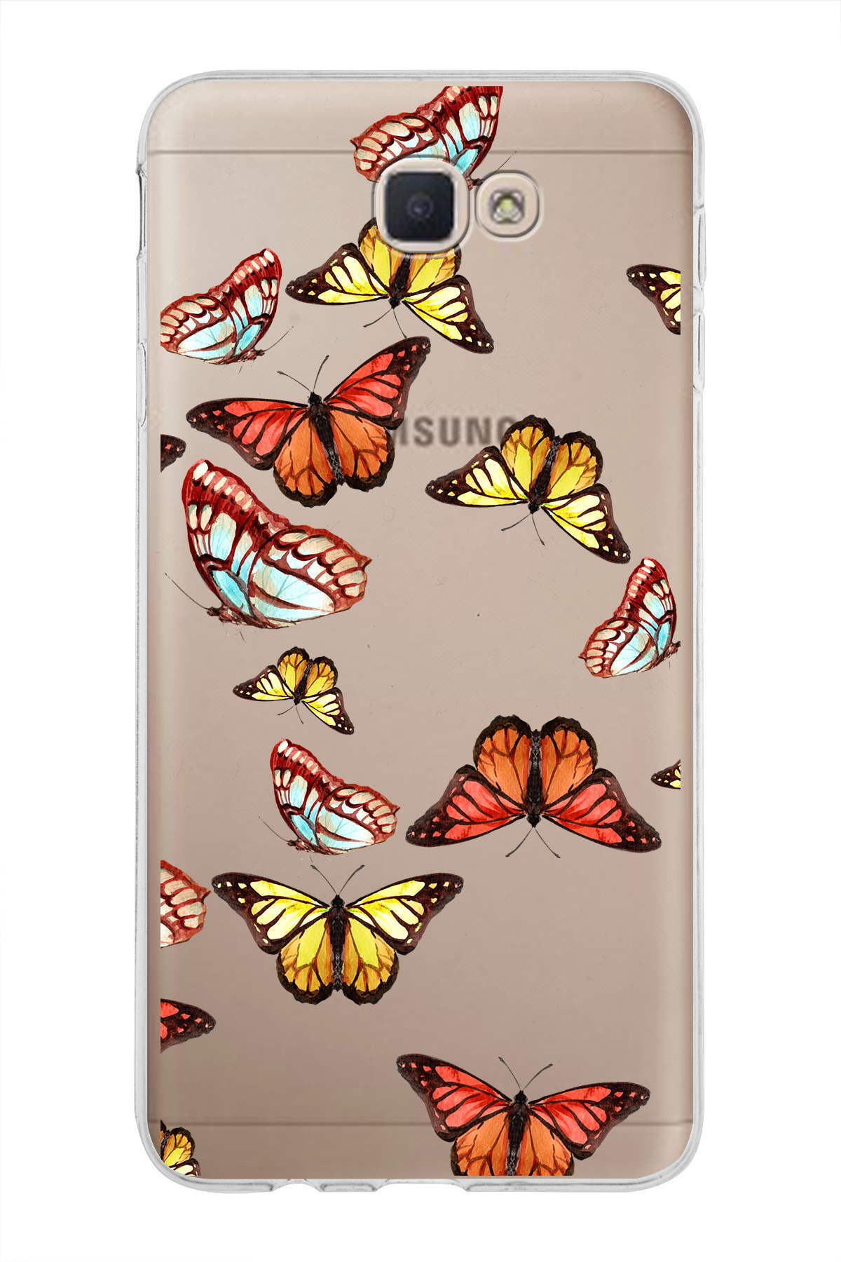 Samsung Galaxy J7 Prime ile Uyumlu 1mm Slim Fit Water Color 2 Baskılı Şeffaf  Kılıf