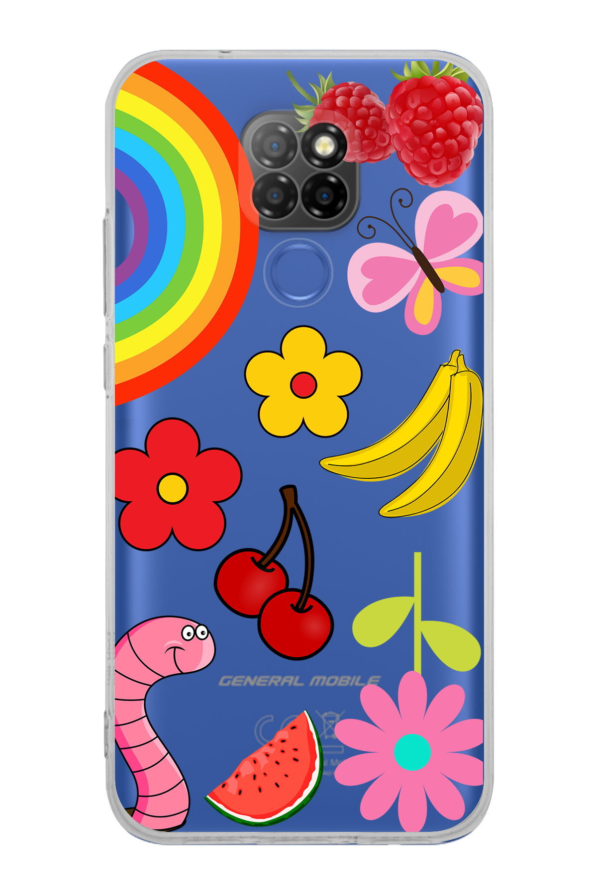 General Mobile GM 20 ile Uyumlu 1mm Slim Fit Water Color 5 Baskılı Şeffaf  Kılıf