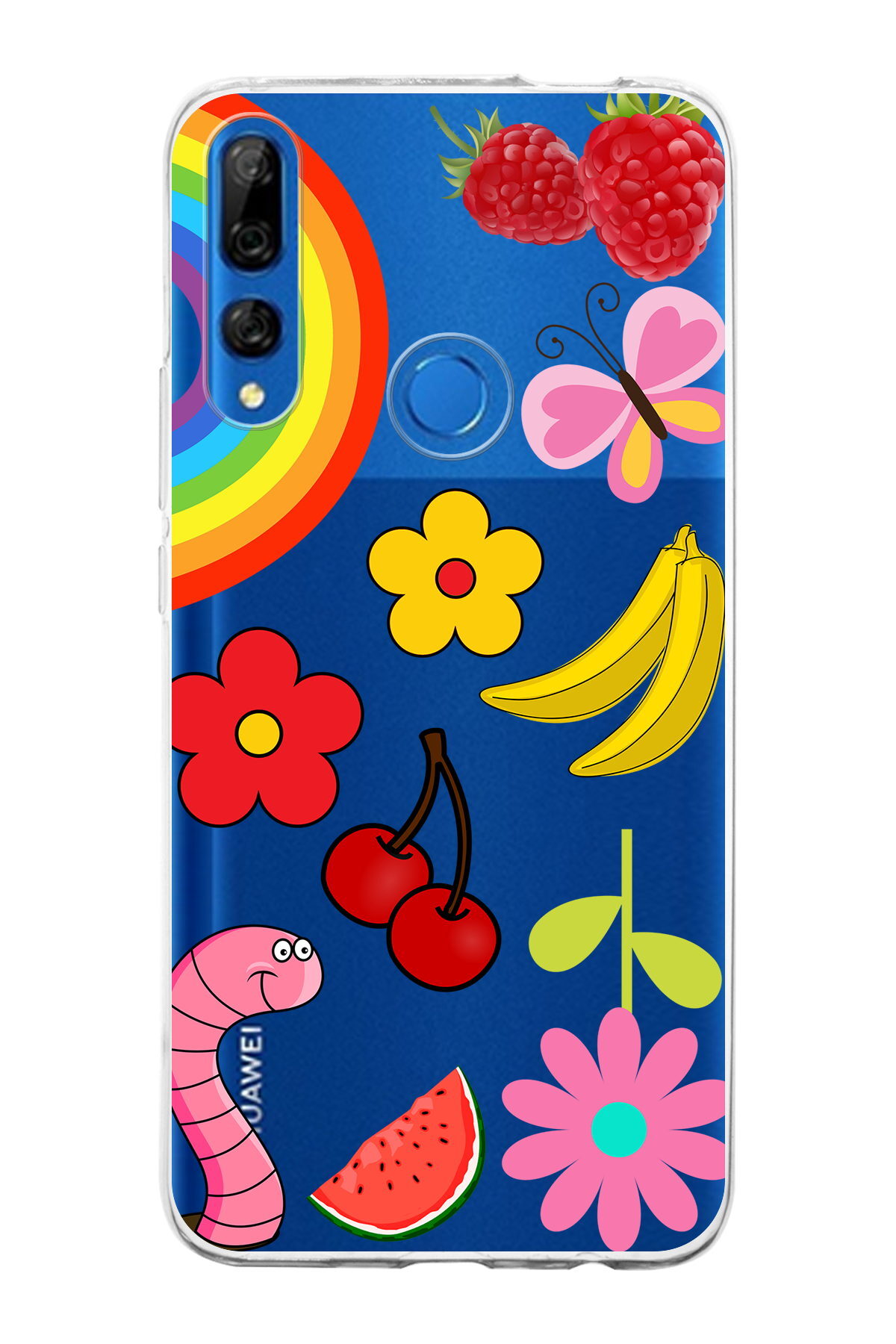 Huawei Y9 Prime 2019 ile Uyumlu 1mm Slim Fit Water Color 5 Baskılı Şeffaf  Kılıf
