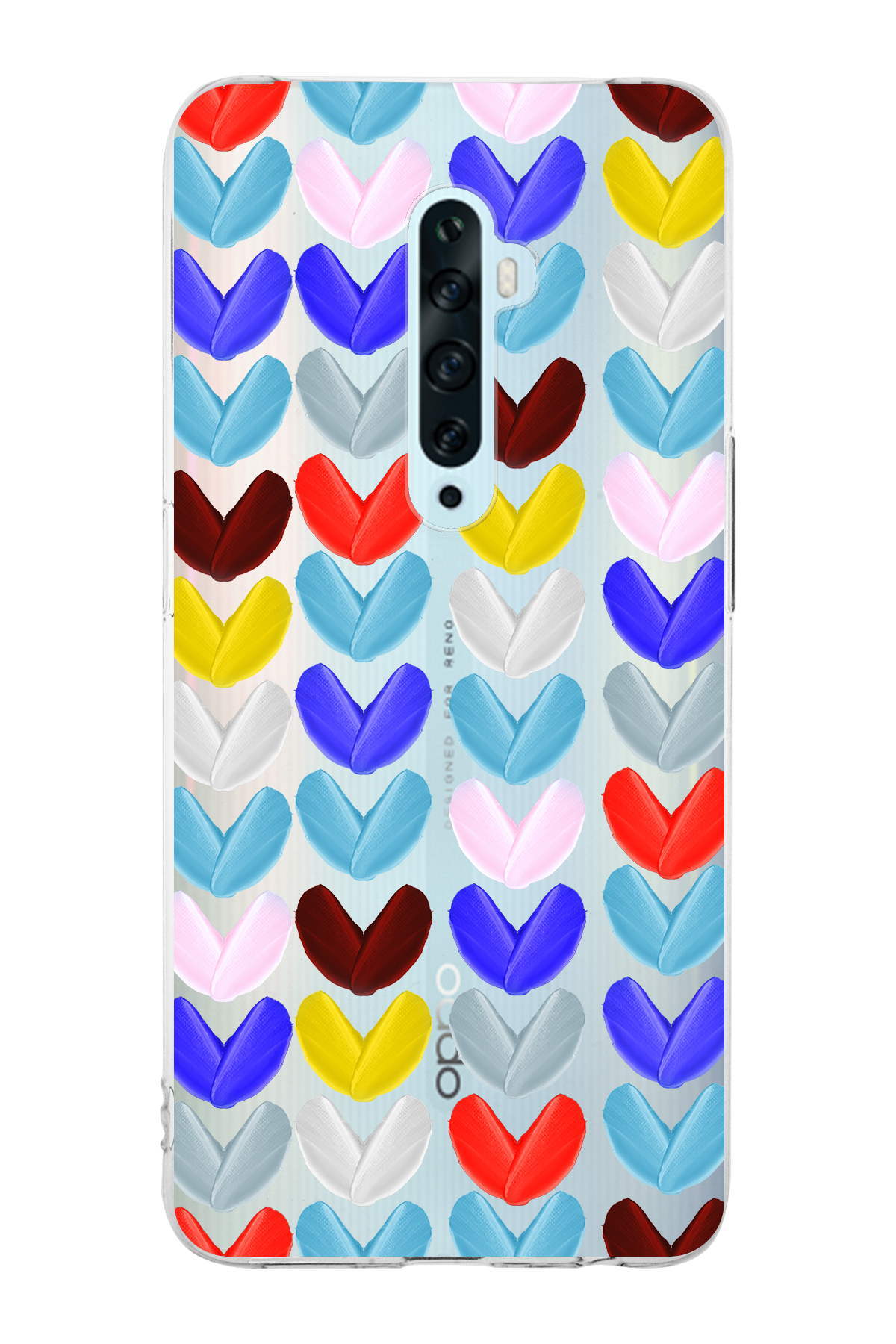 Oppo Reno 2Z  ile Uyumlu 1mm Slim Fit Water Color 1 Baskılı Şeffaf  Kılıf