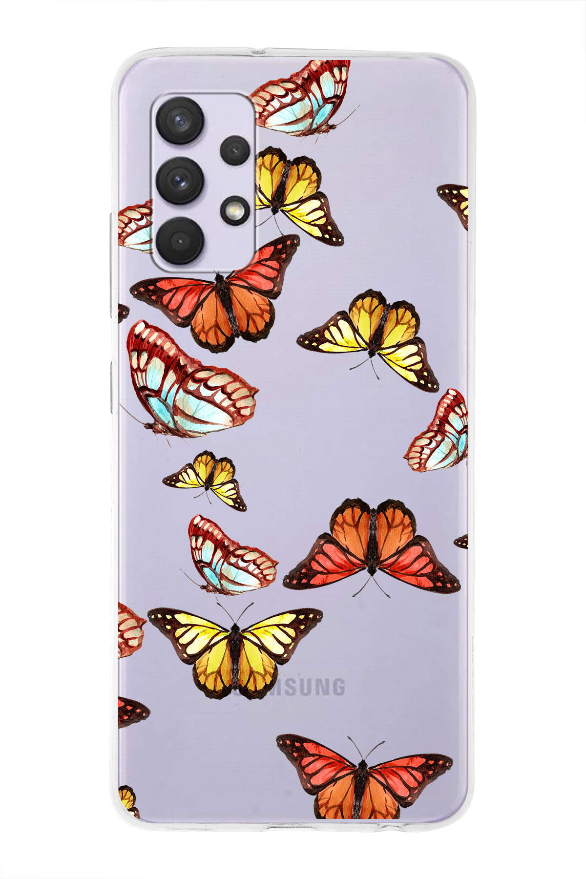 Samsung Galaxy A32 ile Uyumlu 1mm Slim Fit Water Color 2 Baskılı Şeffaf  Kılıf