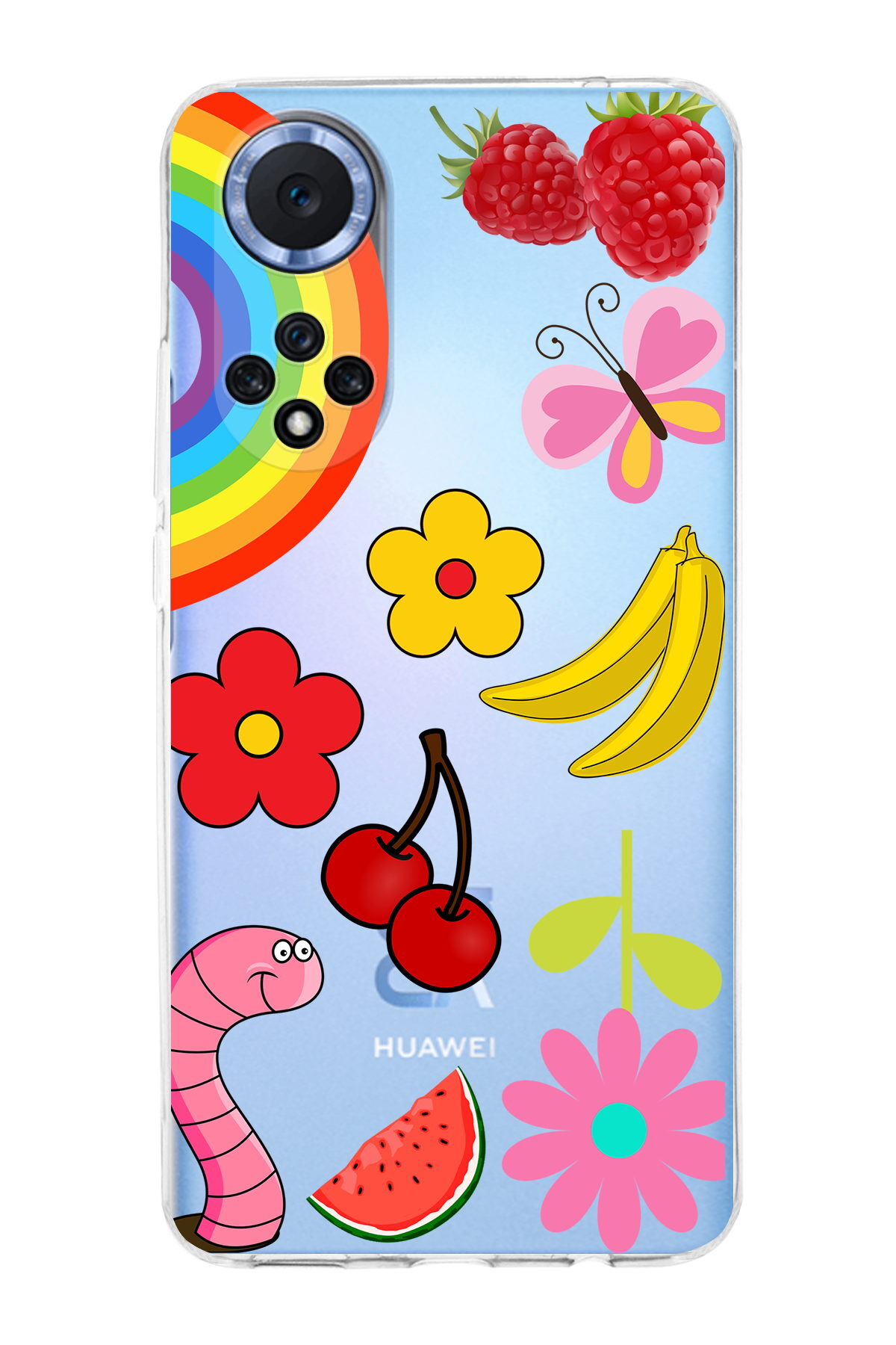 Huawei Nova 9 ile Uyumlu 1mm Slim Fit Water Color 5 Baskılı Şeffaf  Kılıf