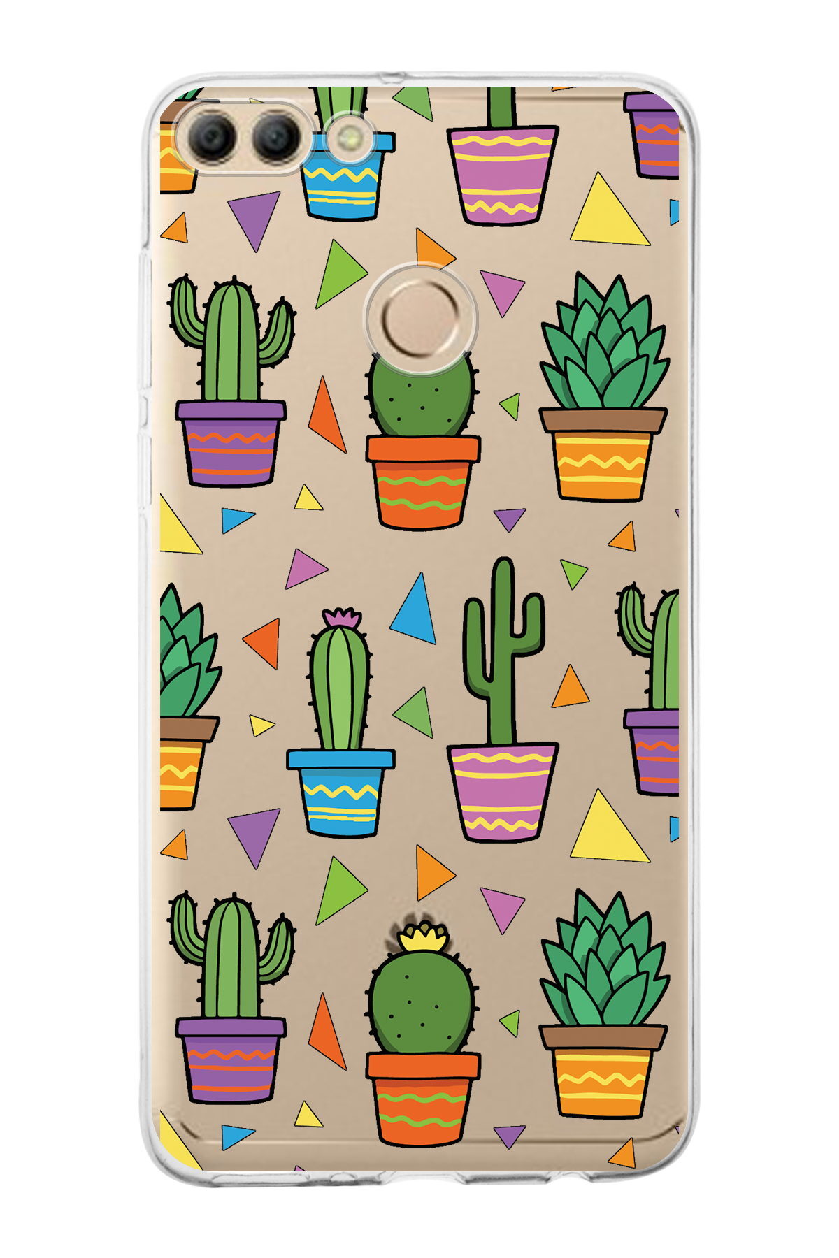 Huawei Y9 2018 ile Uyumlu 1mm Slim Fit Water Color 4 Baskılı Şeffaf  Kılıf