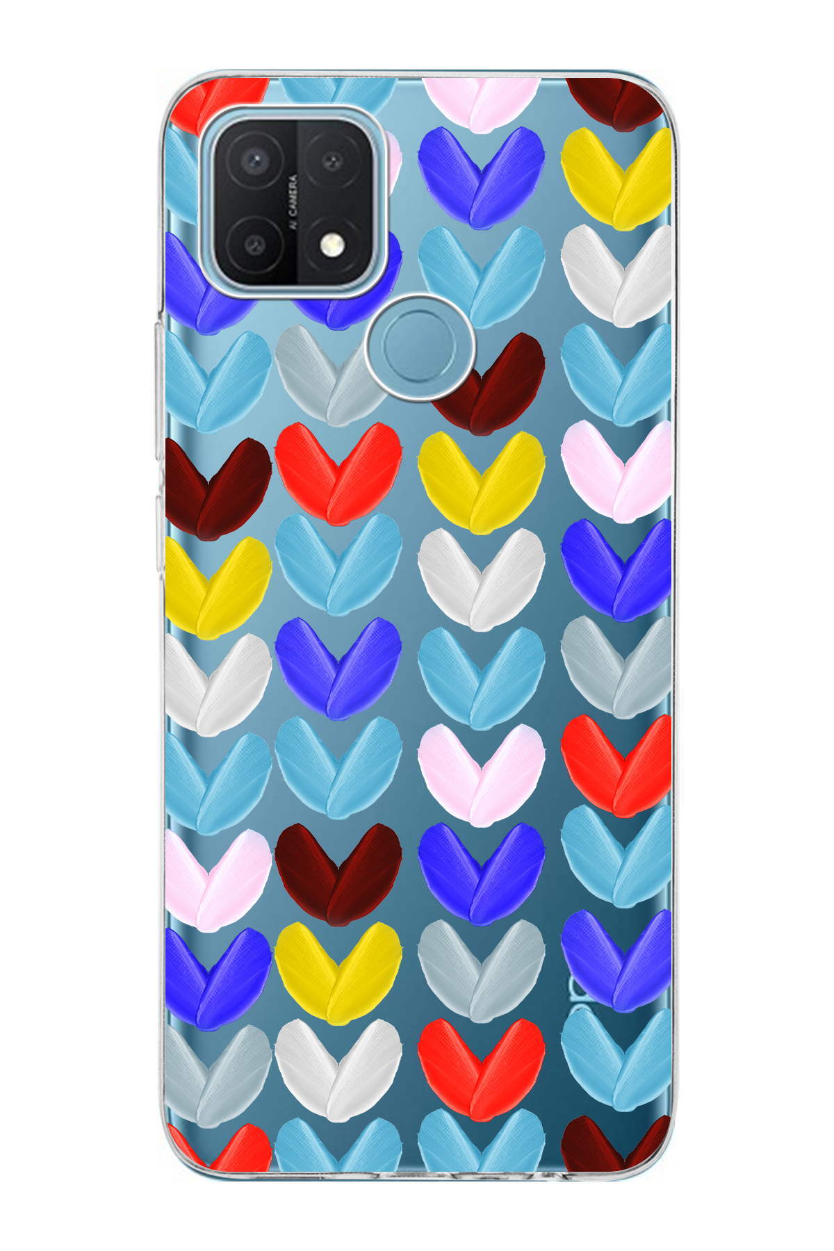 Oppo A15  ile Uyumlu 1mm Slim Fit Water Color 1 Baskılı Şeffaf  Kılıf