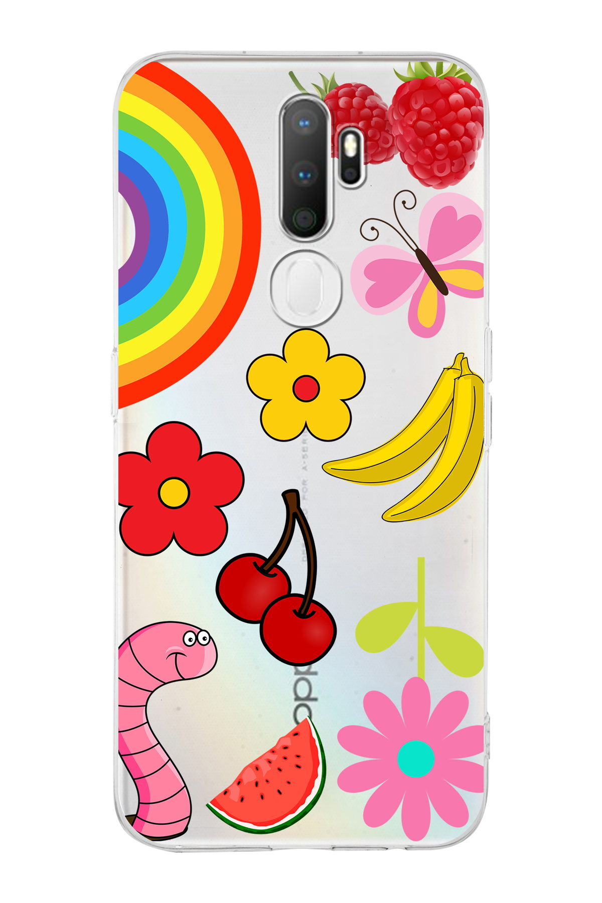 Oppo A9 2020  ile Uyumlu 1mm Slim Fit Water Color 5 Baskılı Şeffaf  Kılıf
