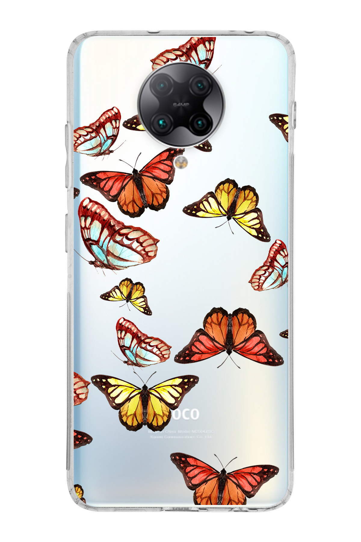 Xiaomi Poco F2 Pro ile Uyumlu 1mm Slim Fit Water Color 2 Baskılı Şeffaf  Kılıf