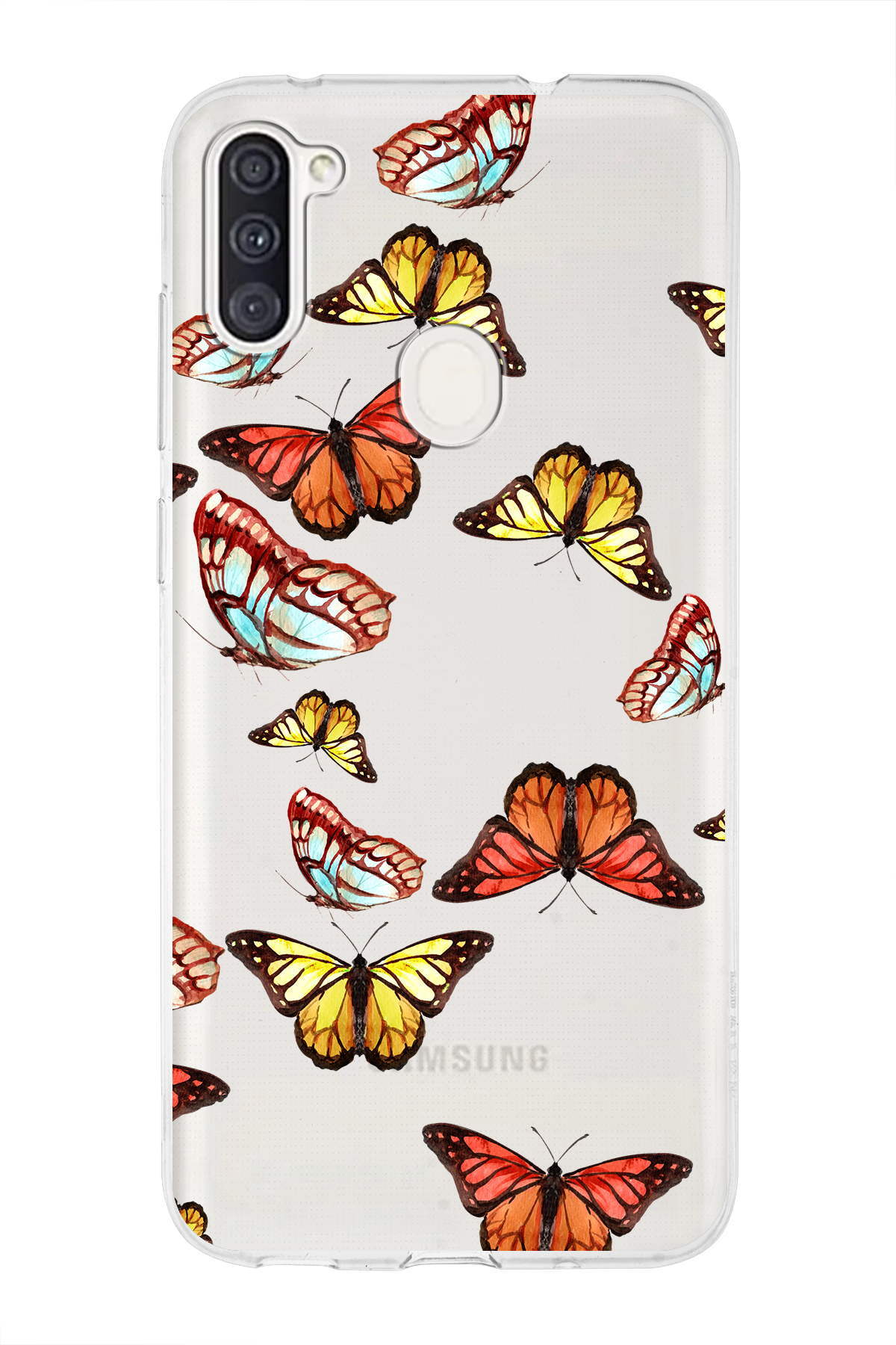 Samsung Galaxy A11 ile Uyumlu 1mm Slim Fit Water Color 2 Baskılı Şeffaf  Kılıf