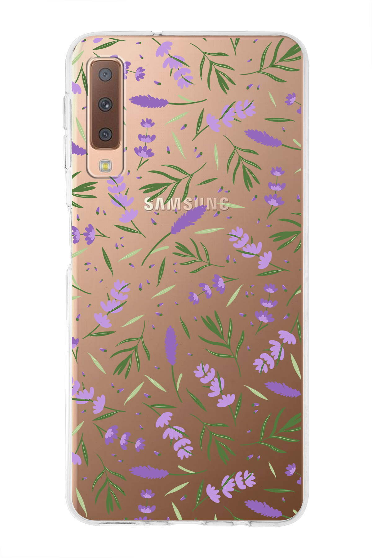 Samsung Galaxy A7 2018 ile Uyumlu 1mm Slim Fit Water Color 3 Baskılı Şeffaf  Kılıf