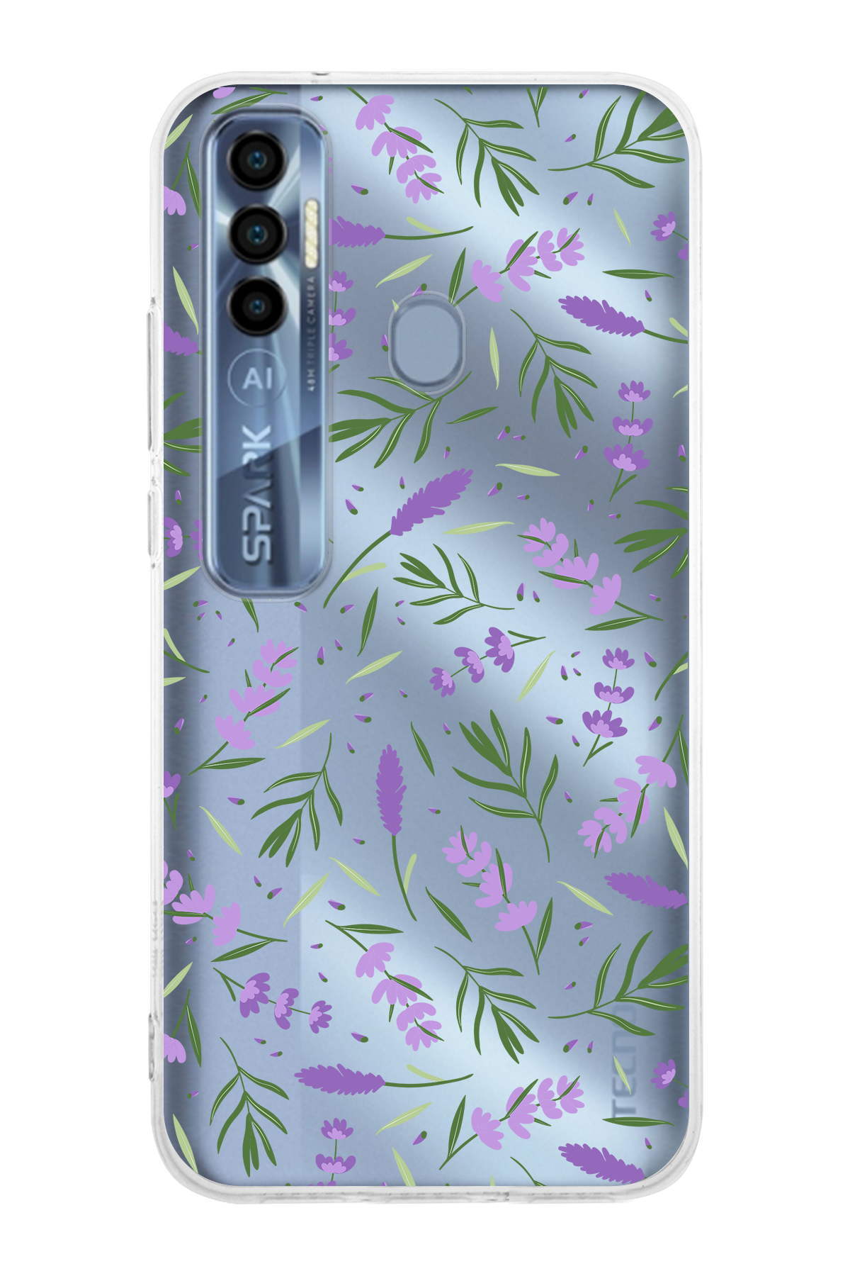 Tecno Spark 7 Pro ile Uyumlu 1mm Slim Fit Water Color 3 Baskılı Şeffaf  Kılıf