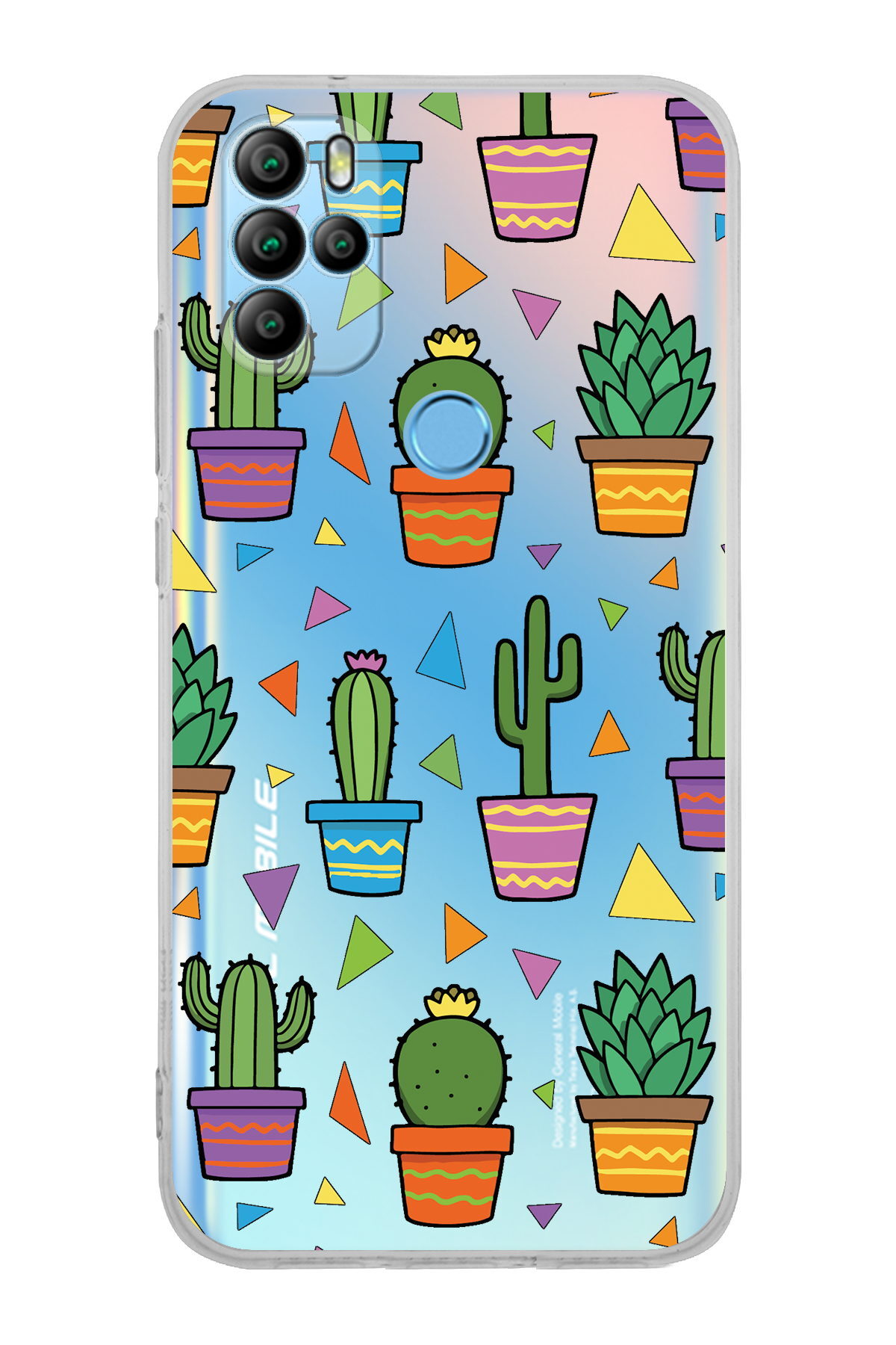 General Mobile GM 21 Pro ile Uyumlu 1mm Slim Fit Water Color 4 Baskılı Şeffaf  Kılıf