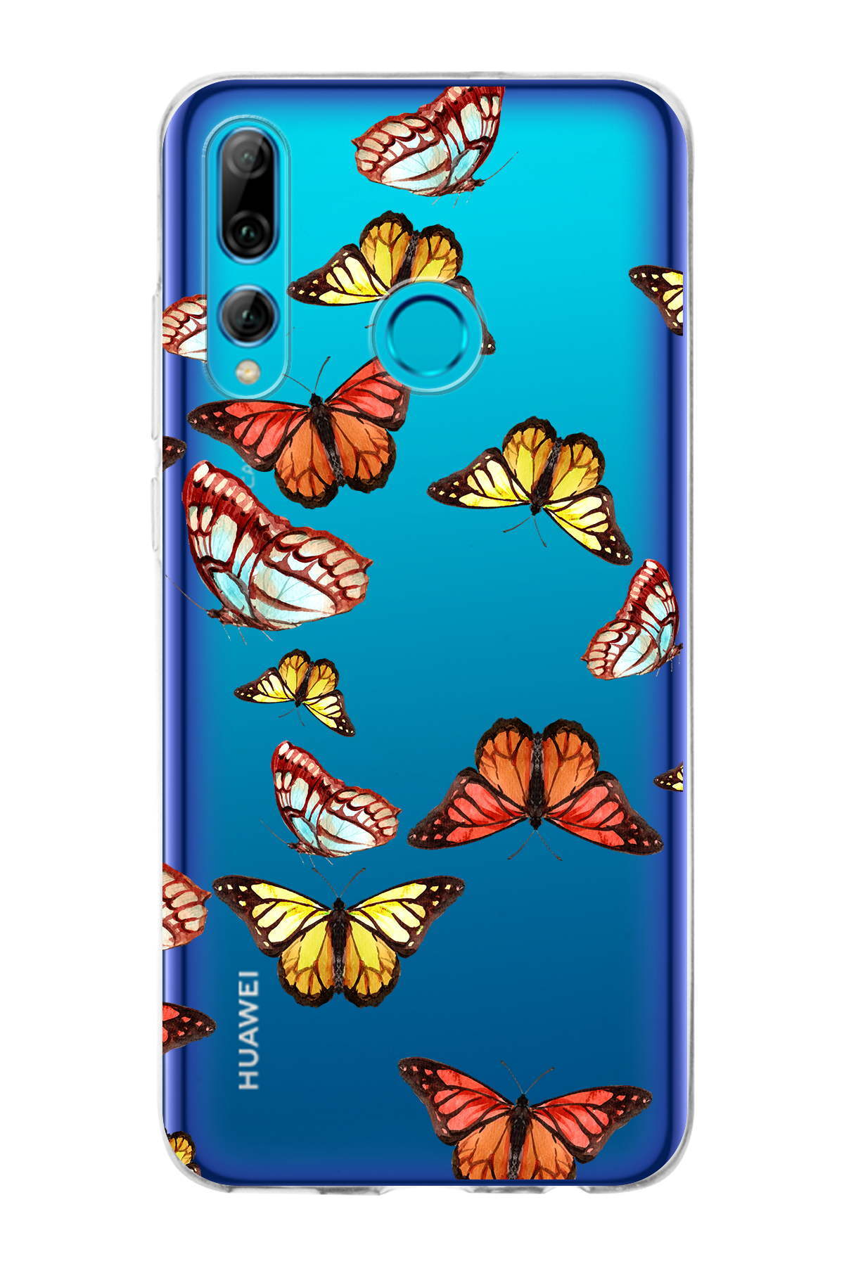 Huawei P Smart Plus 2019 ile Uyumlu 1mm Slim Fit Water Color 2 Baskılı Şeffaf  Kılıf