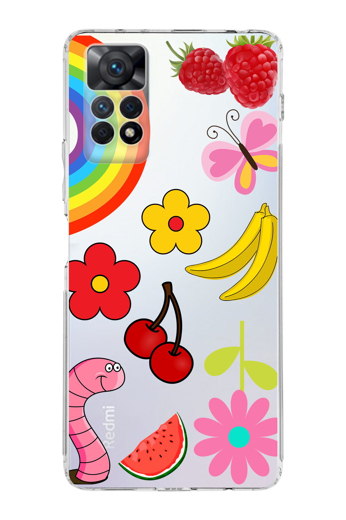 Xiaomi Redmi Note 11 ile Uyumlu 1mm Slim Fit Water Color 5 Baskılı Şeffaf  Kılıf