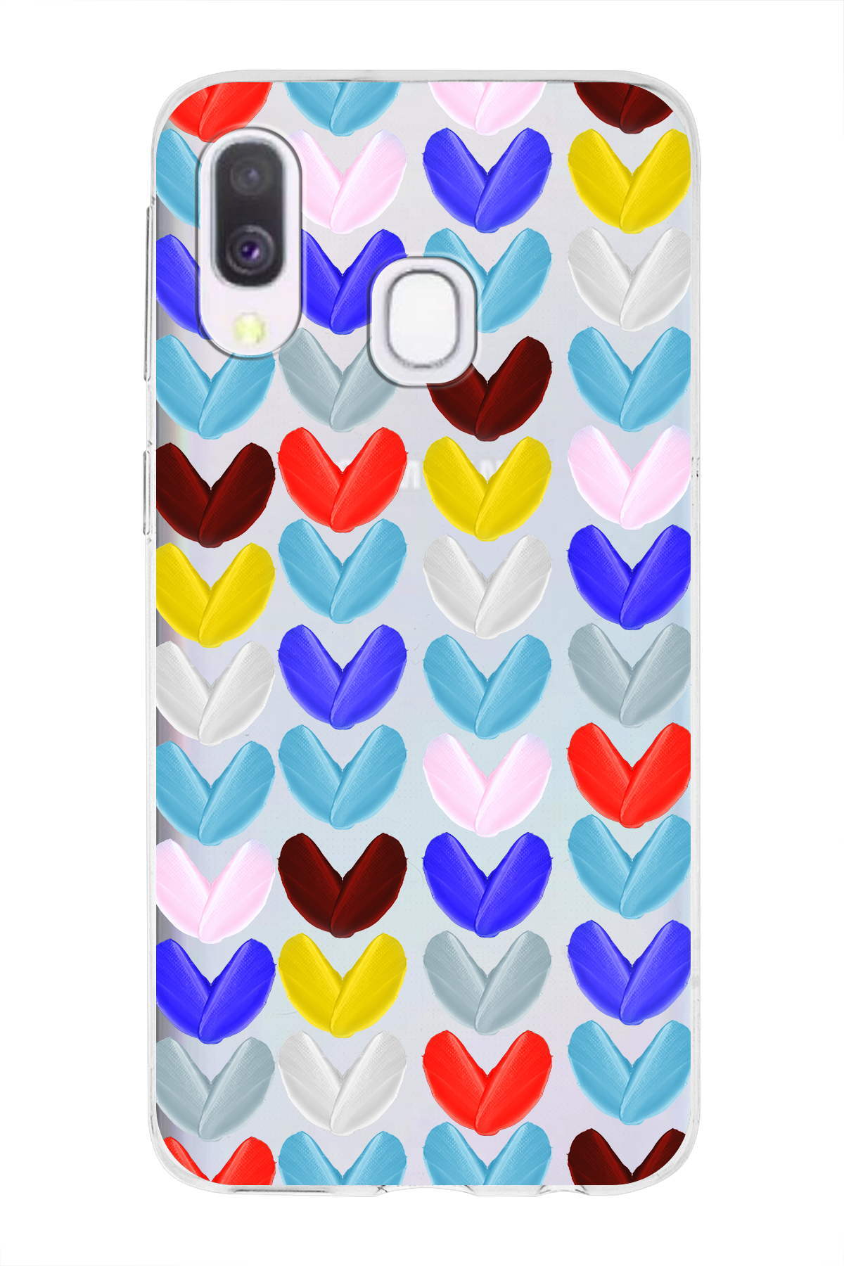 Samsung Galaxy A40 ile Uyumlu 1mm Slim Fit Water Color 1 Baskılı Şeffaf  Kılıf