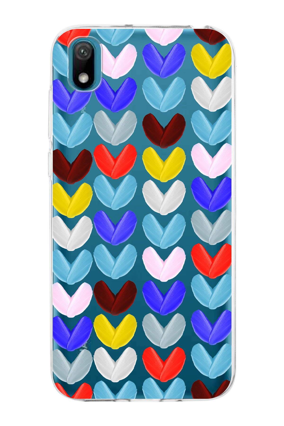 Huawei Y5 2019 ile Uyumlu 1mm Slim Fit Water Color 1 Baskılı Şeffaf  Kılıf