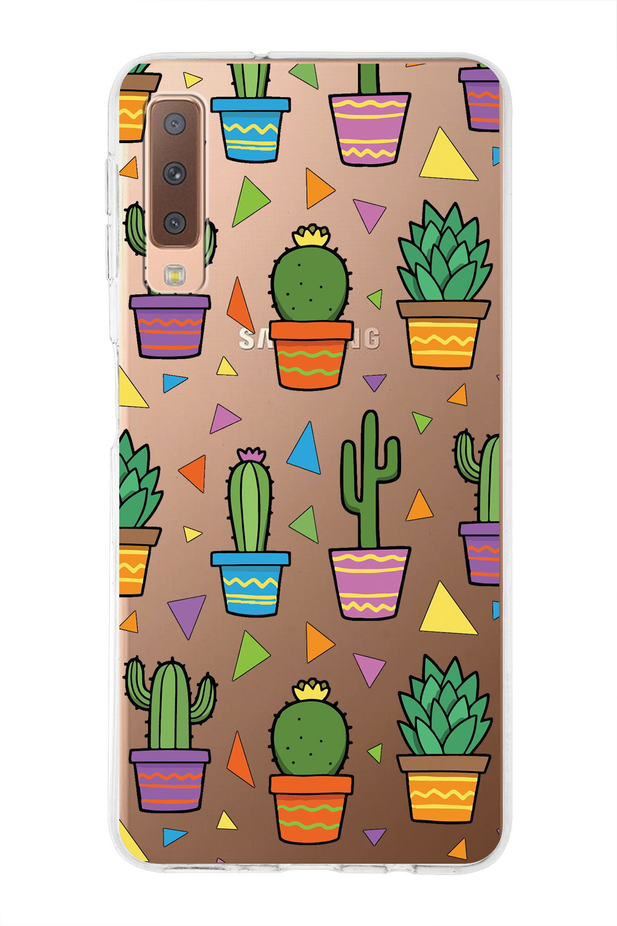 Samsung Galaxy A7 2018 ile Uyumlu 1mm Slim Fit Water Color 4 Baskılı Şeffaf  Kılıf