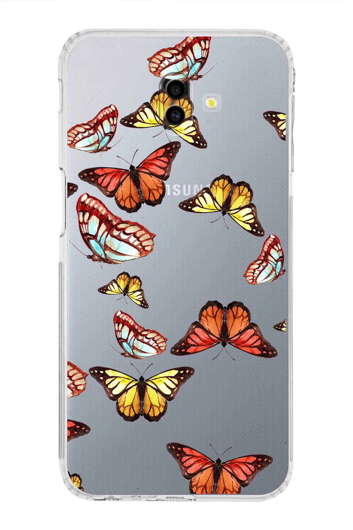 Samsung Galaxy J6 Plus 2018 ile Uyumlu 1mm Slim Fit Water Color 2 Baskılı Şeffaf  Kılıf