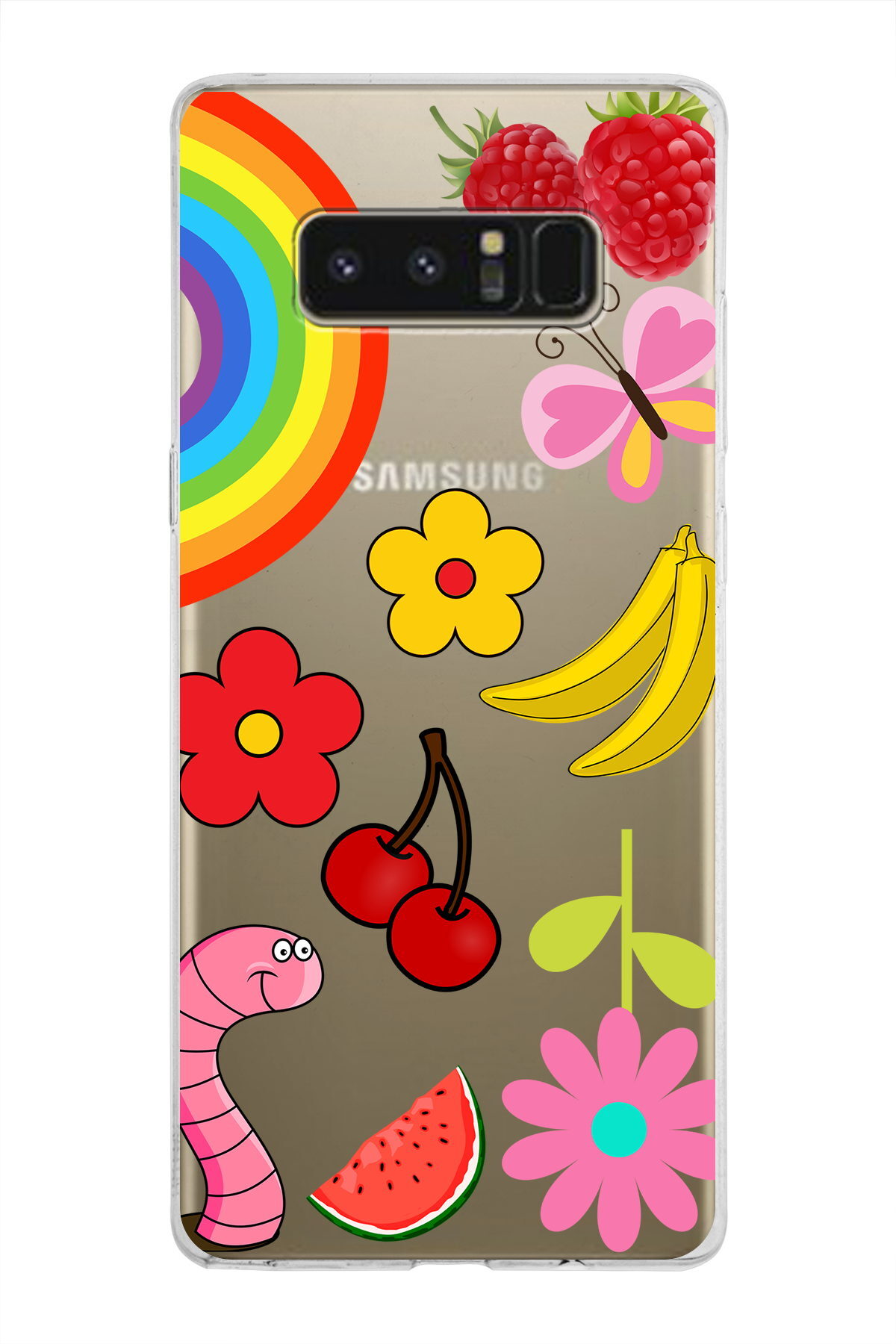 Samsung Galaxy Note 8 ile Uyumlu 1mm Slim Fit Water Color 5 Baskılı Şeffaf  Kılıf