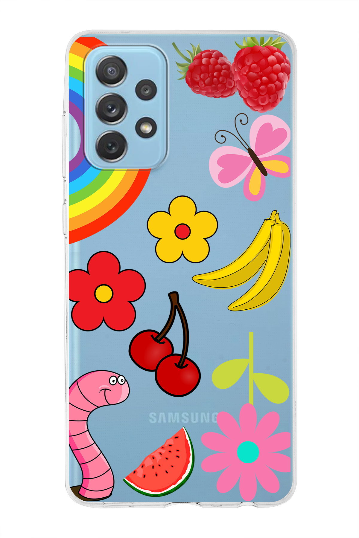 Samsung Galaxy A72 ile Uyumlu 1mm Slim Fit Water Color 5 Baskılı Şeffaf  Kılıf