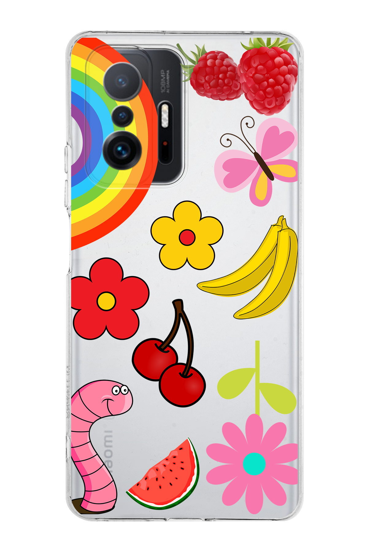 Xiaomi Mi 11T ile Uyumlu 1mm Slim Fit Water Color 5 Baskılı Şeffaf  Kılıf