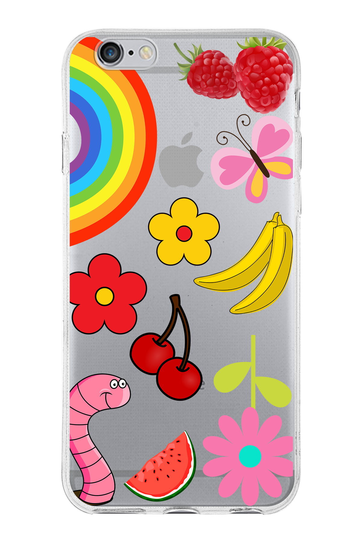 Apple  iPhone 6 ile Uyumlu 1mm Slim Fit Water Color 5 Baskılı Şeffaf  Kılıf