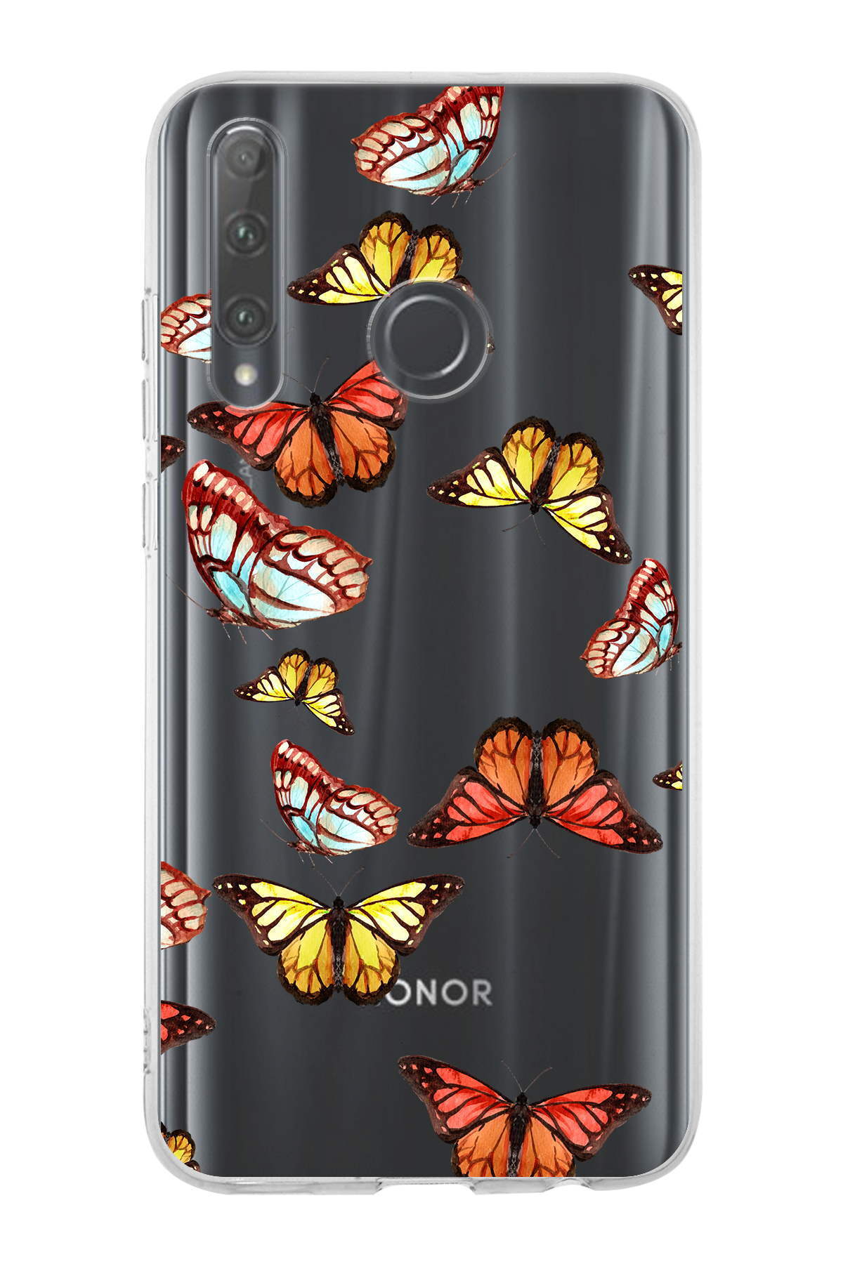 Huawei Honor 20 Lite ile Uyumlu 1mm Slim Fit Water Color 2 Baskılı Şeffaf  Kılıf