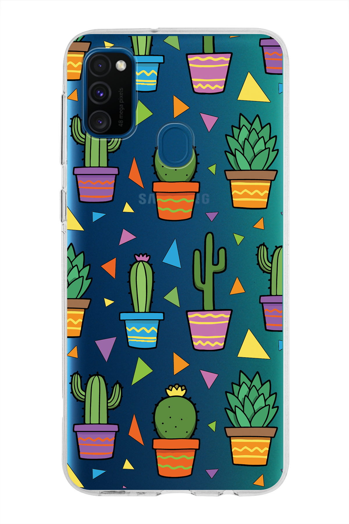 Samsung Galaxy M30s ile Uyumlu 1mm Slim Fit Water Color 4 Baskılı Şeffaf  Kılıf