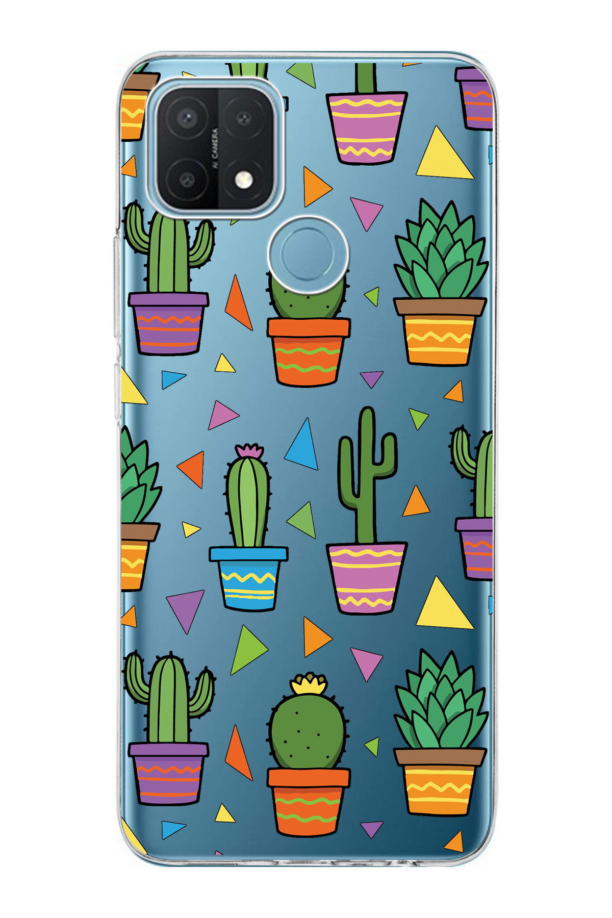 Oppo A15  ile Uyumlu 1mm Slim Fit Water Color 4 Baskılı Şeffaf  Kılıf