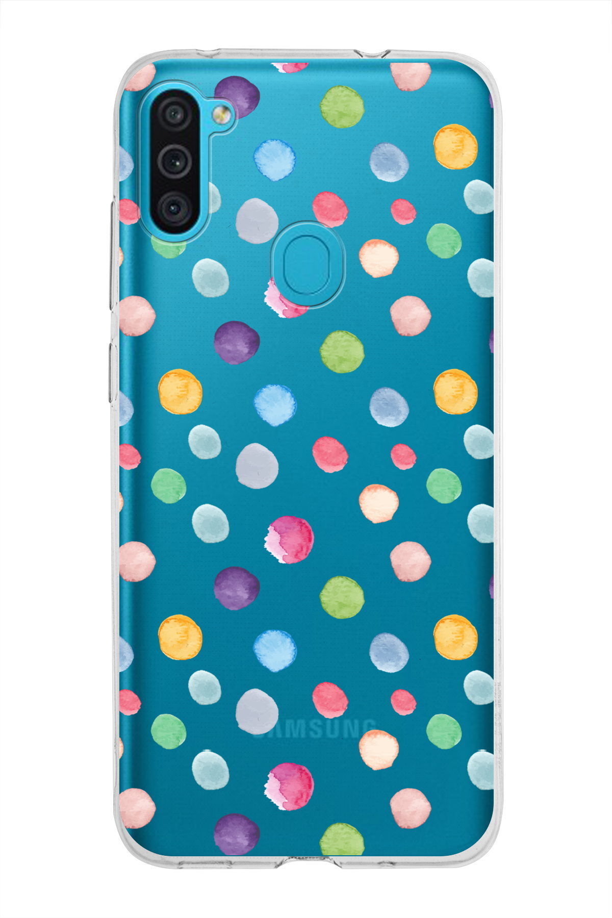 Samsung Galaxy M11 ile Uyumlu 1mm Slim Fit Water Color 6 Baskılı Şeffaf  Kılıf