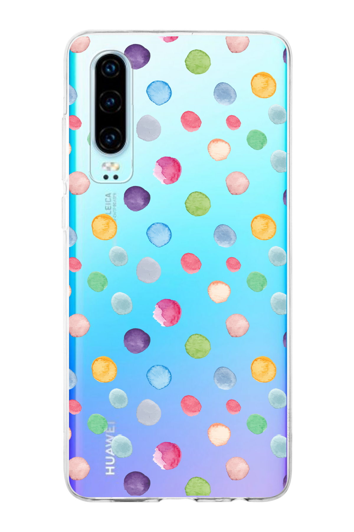 Huawei P30 ile Uyumlu 1mm Slim Fit Water Color 6 Baskılı Şeffaf  Kılıf