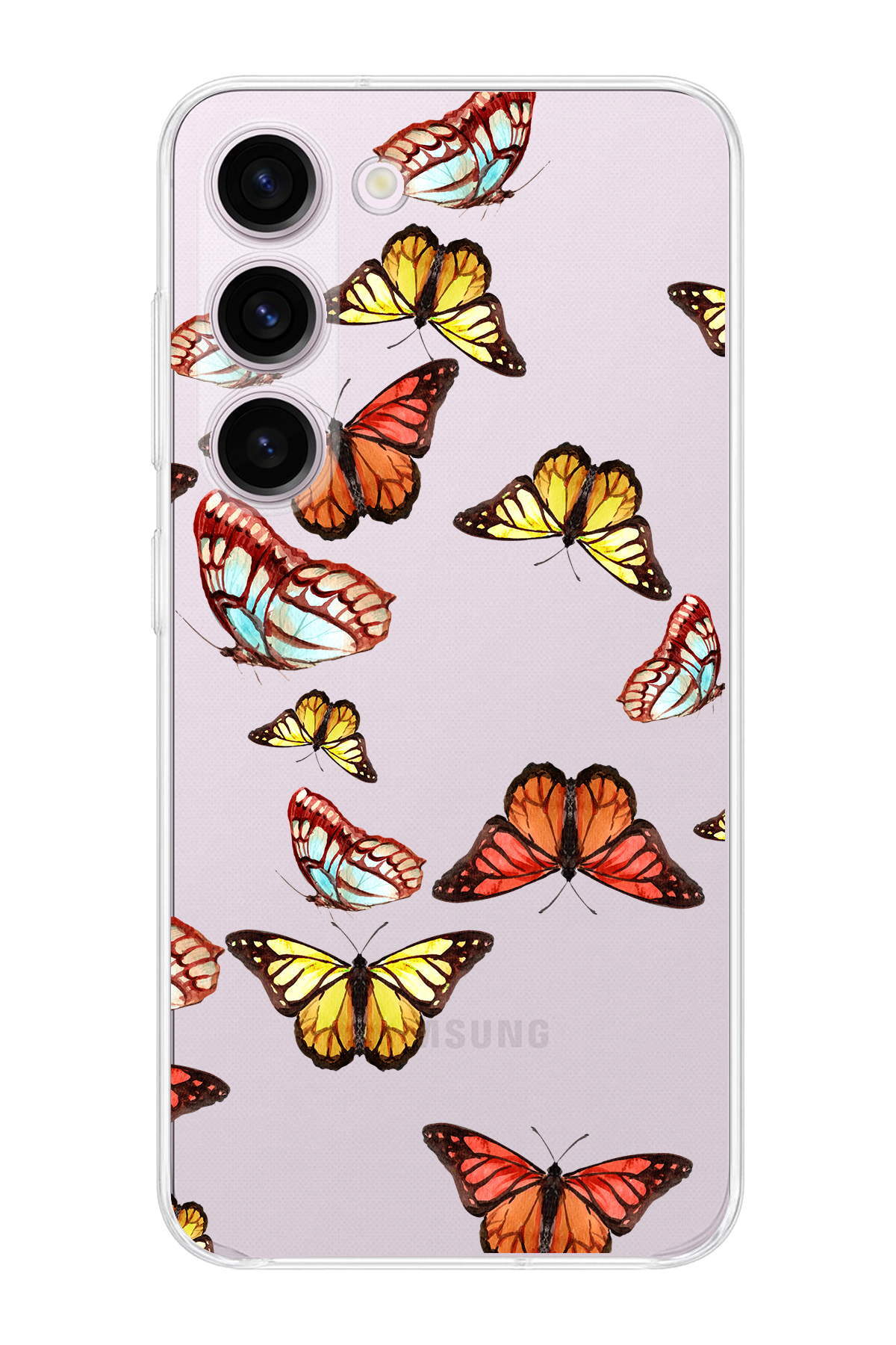 Samsung Galaxy S23 ile Uyumlu 1mm Slim Fit Water Color 2 Baskılı Şeffaf  Kılıf