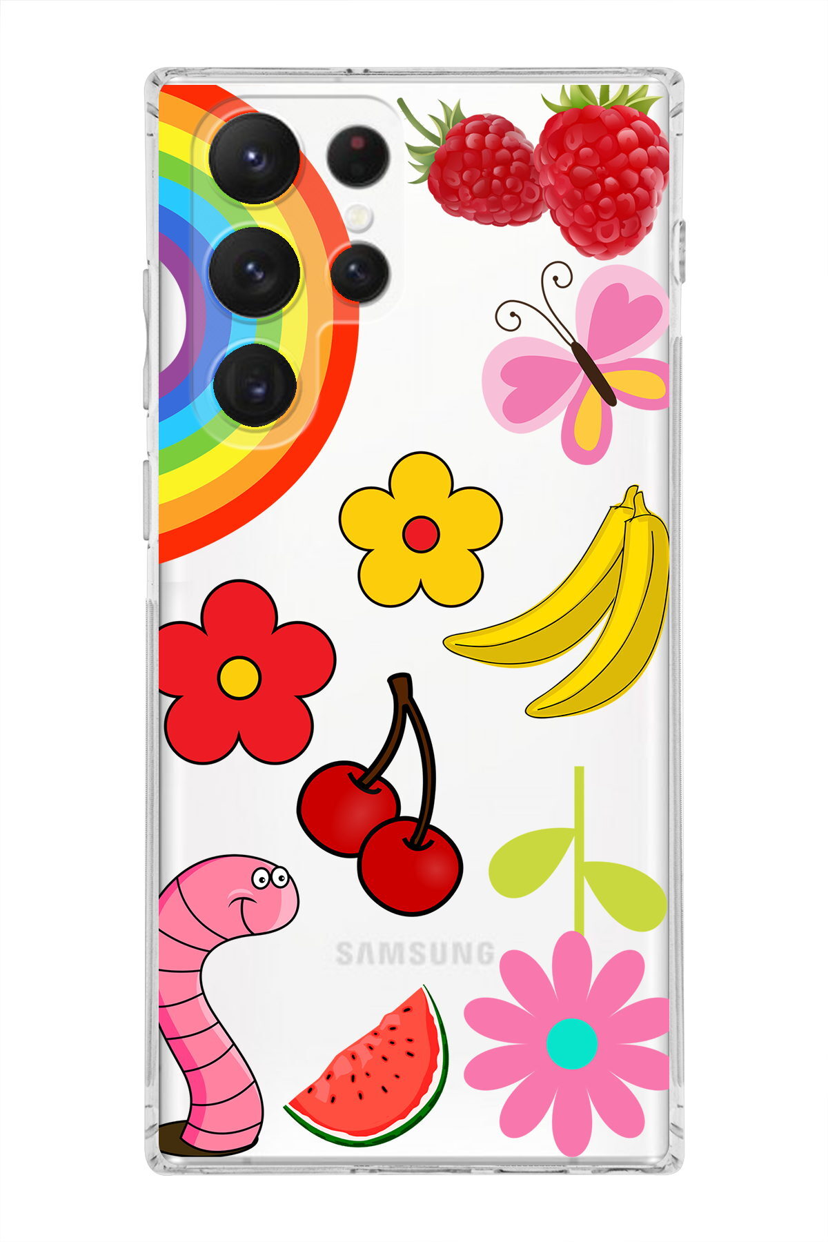 Samsung Galaxy S22 Ultra ile Uyumlu 1mm Slim Fit Water Color 5 Baskılı Şeffaf  Kılıf