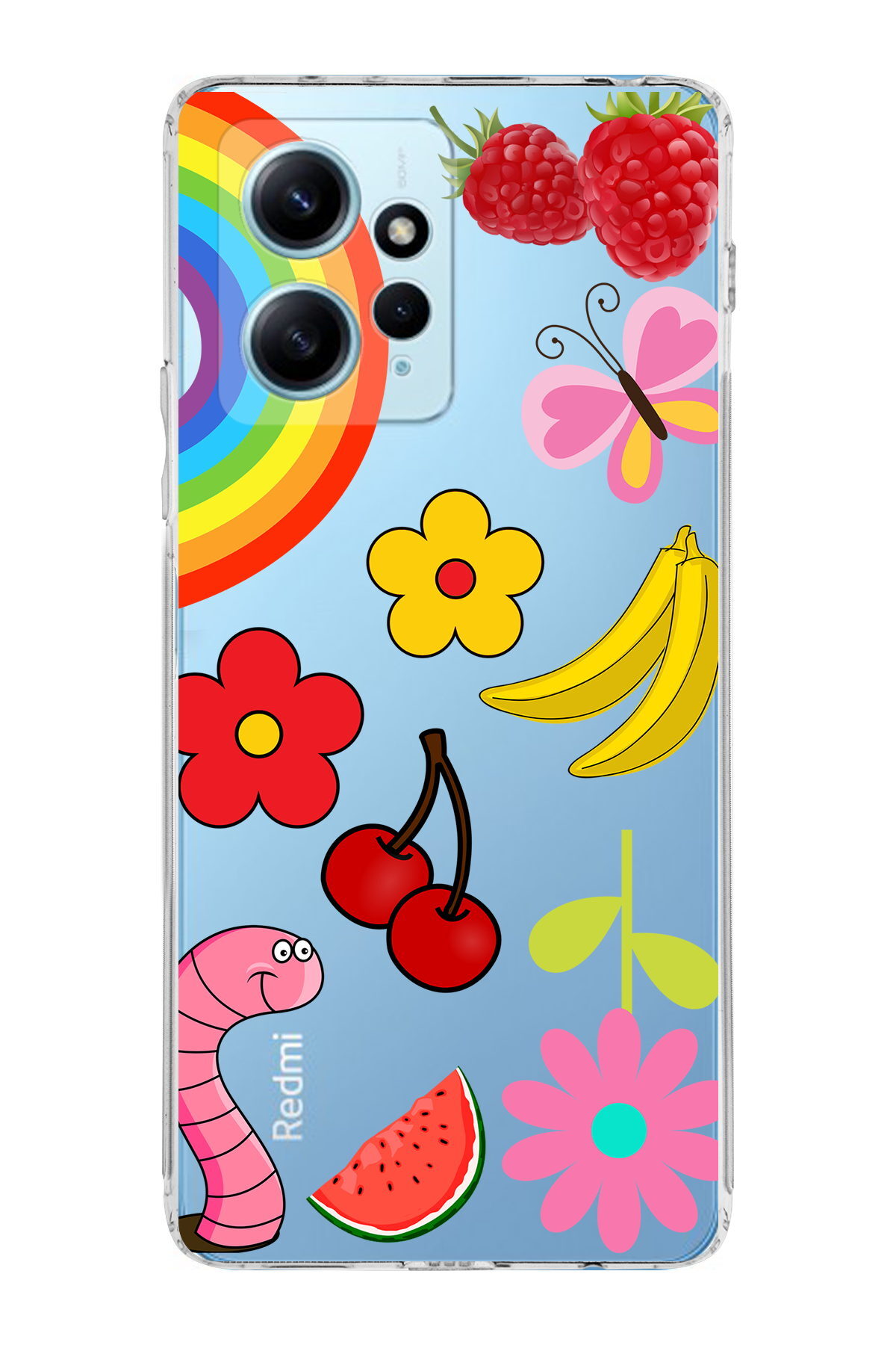 Xiaomi Redmi Note 12 4G ile Uyumlu 1mm Slim Fit Water Color 5 Baskılı Şeffaf  Kılıf