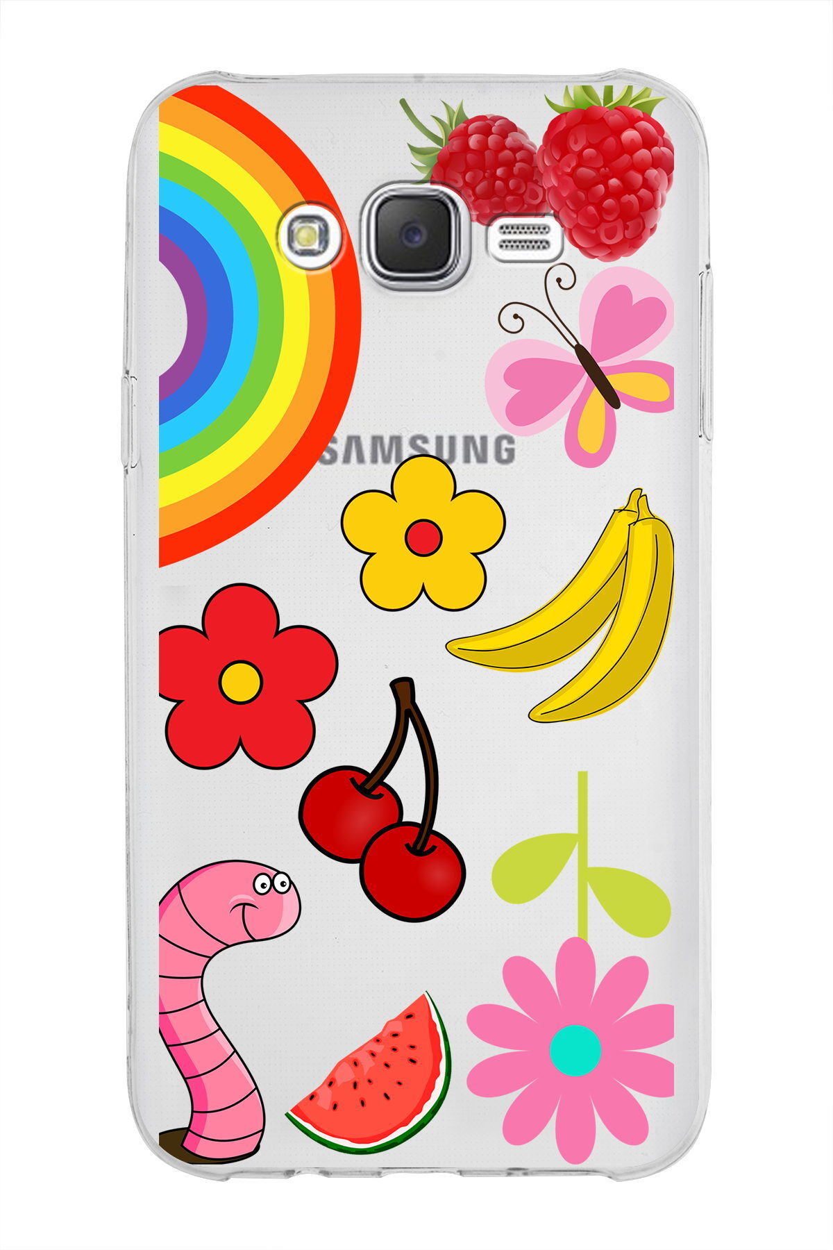 Samsung Galaxy J7 ile Uyumlu 1mm Slim Fit Water Color 5 Baskılı Şeffaf  Kılıf