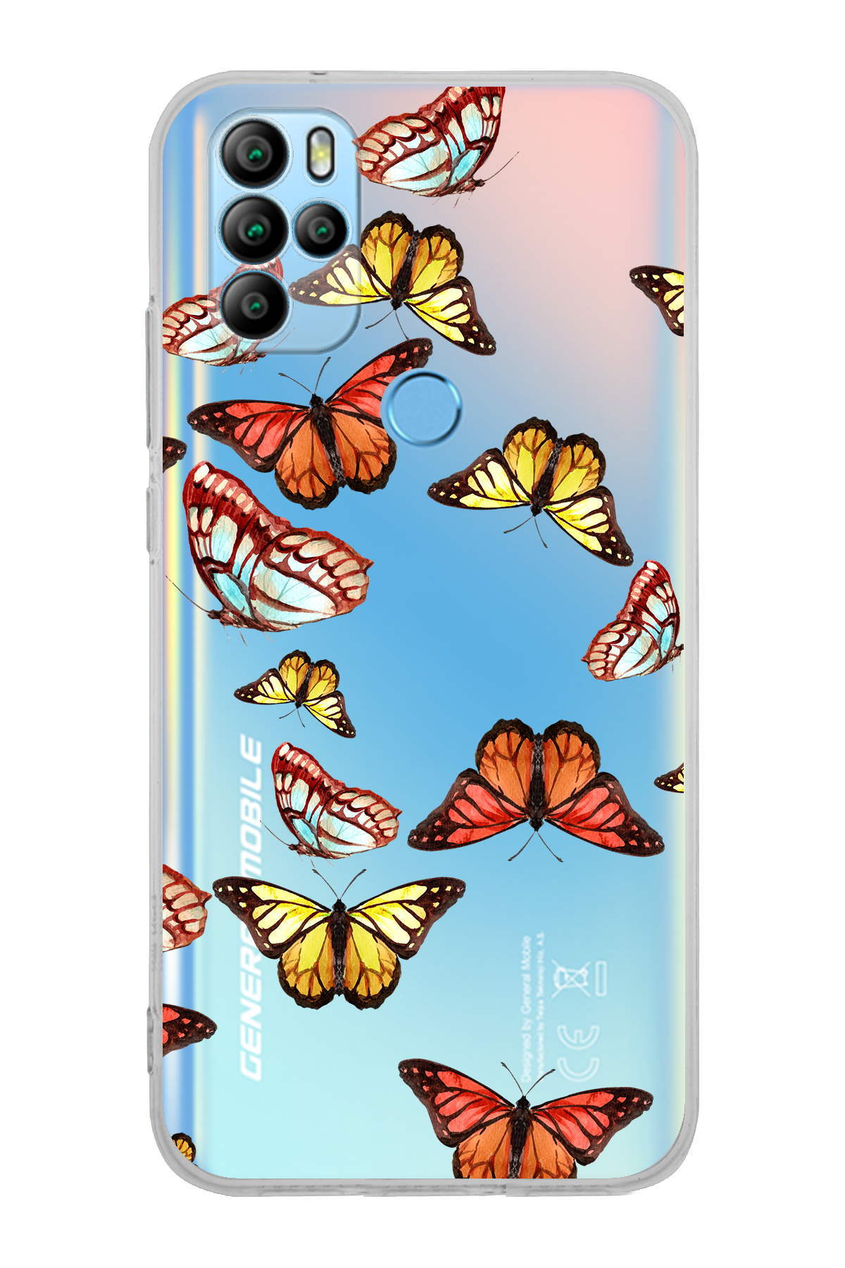 General Mobile GM 21 Pro ile Uyumlu 1mm Slim Fit Water Color 2 Baskılı Şeffaf  Kılıf