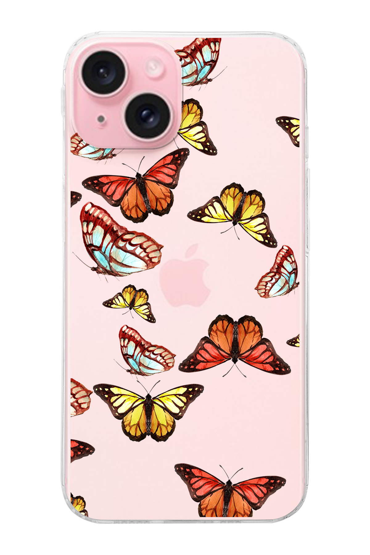 Apple  iPhone 15 Plus ile Uyumlu 1mm Slim Fit Water Color 2 Baskılı Şeffaf  Kılıf